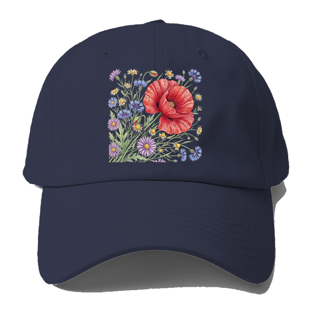 Red Poppy Wildflowers Baseball Cap