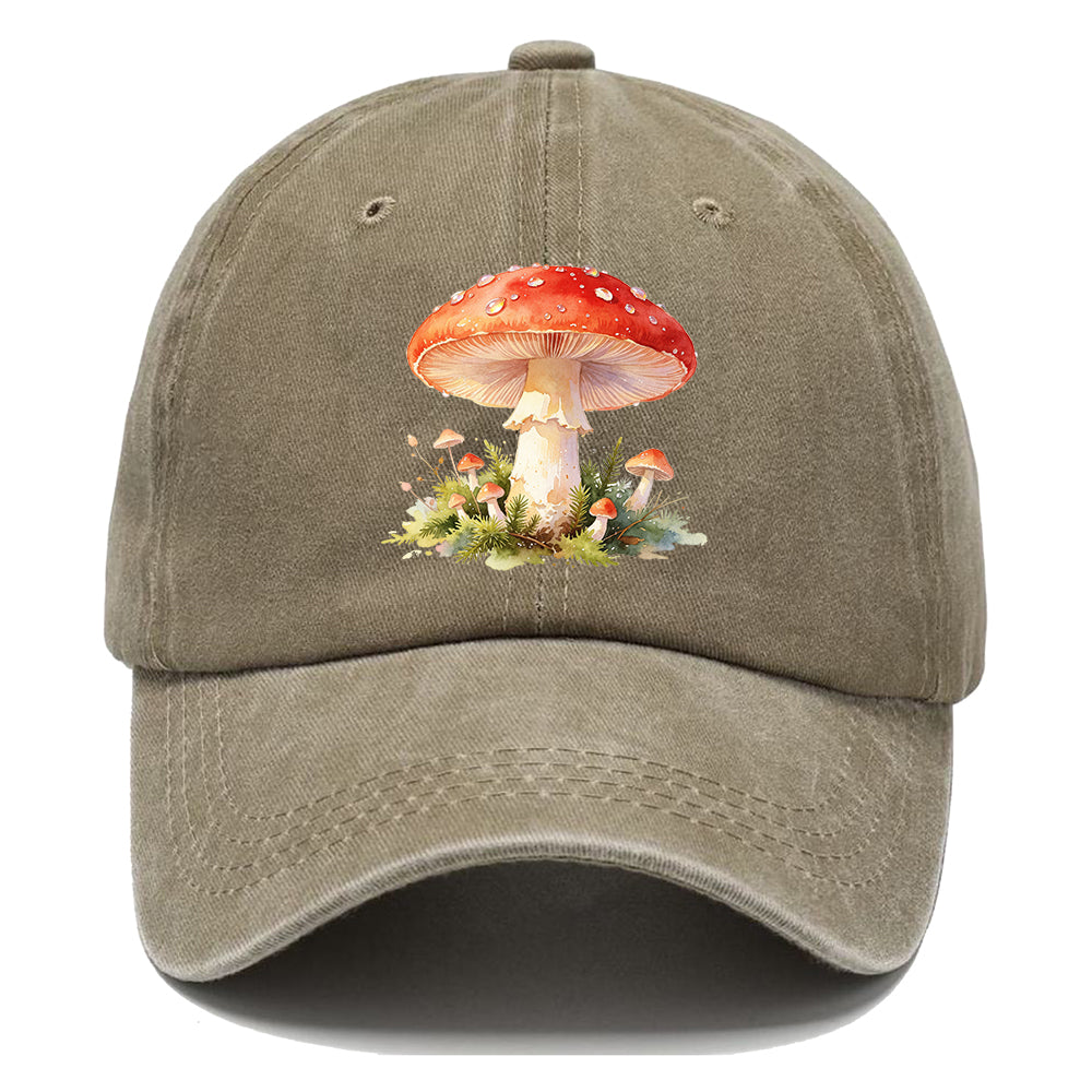 Red Watercolor Mushroom Classic Cap