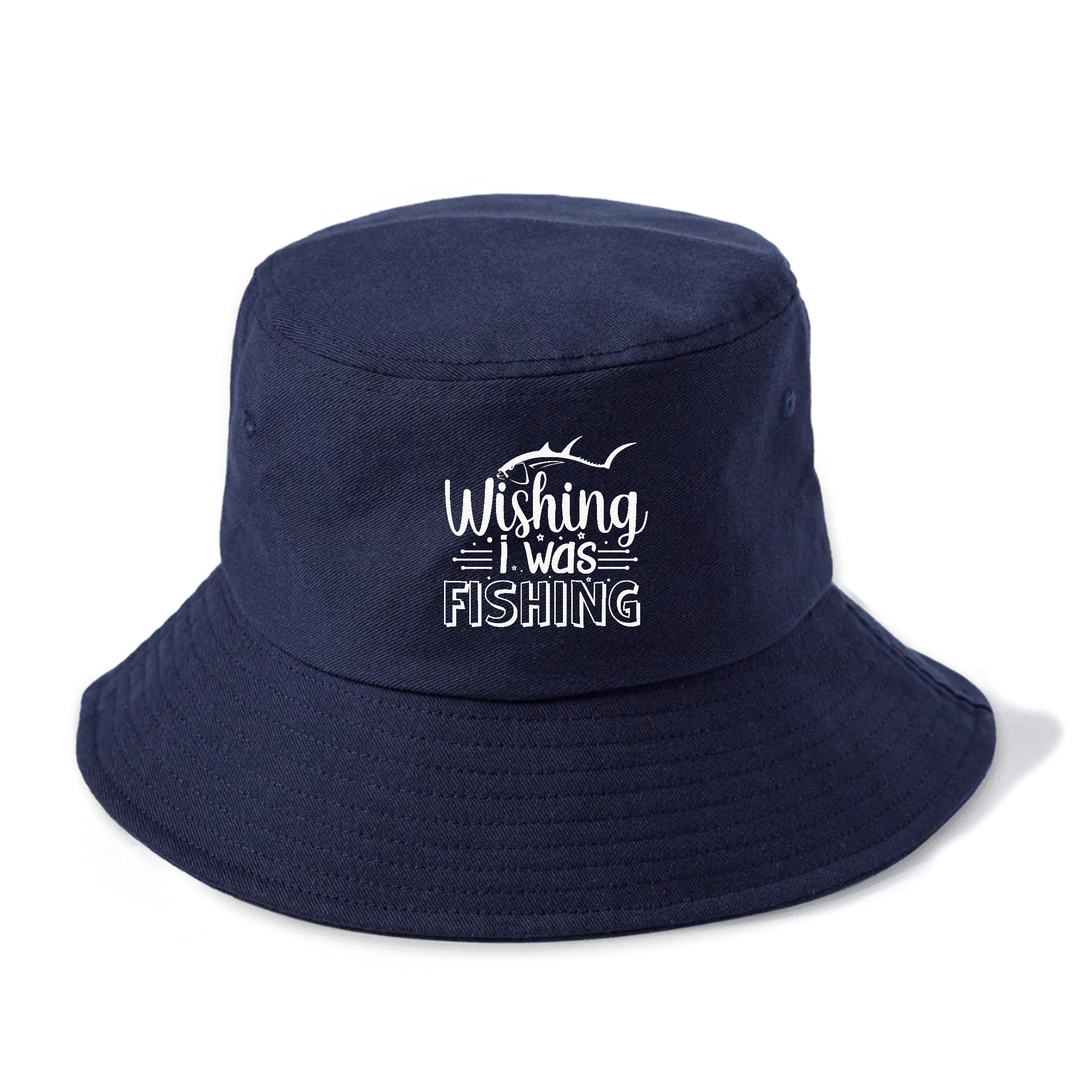 Wishing I Was Fishing Bucket Hat Twilight Navy(Blue)