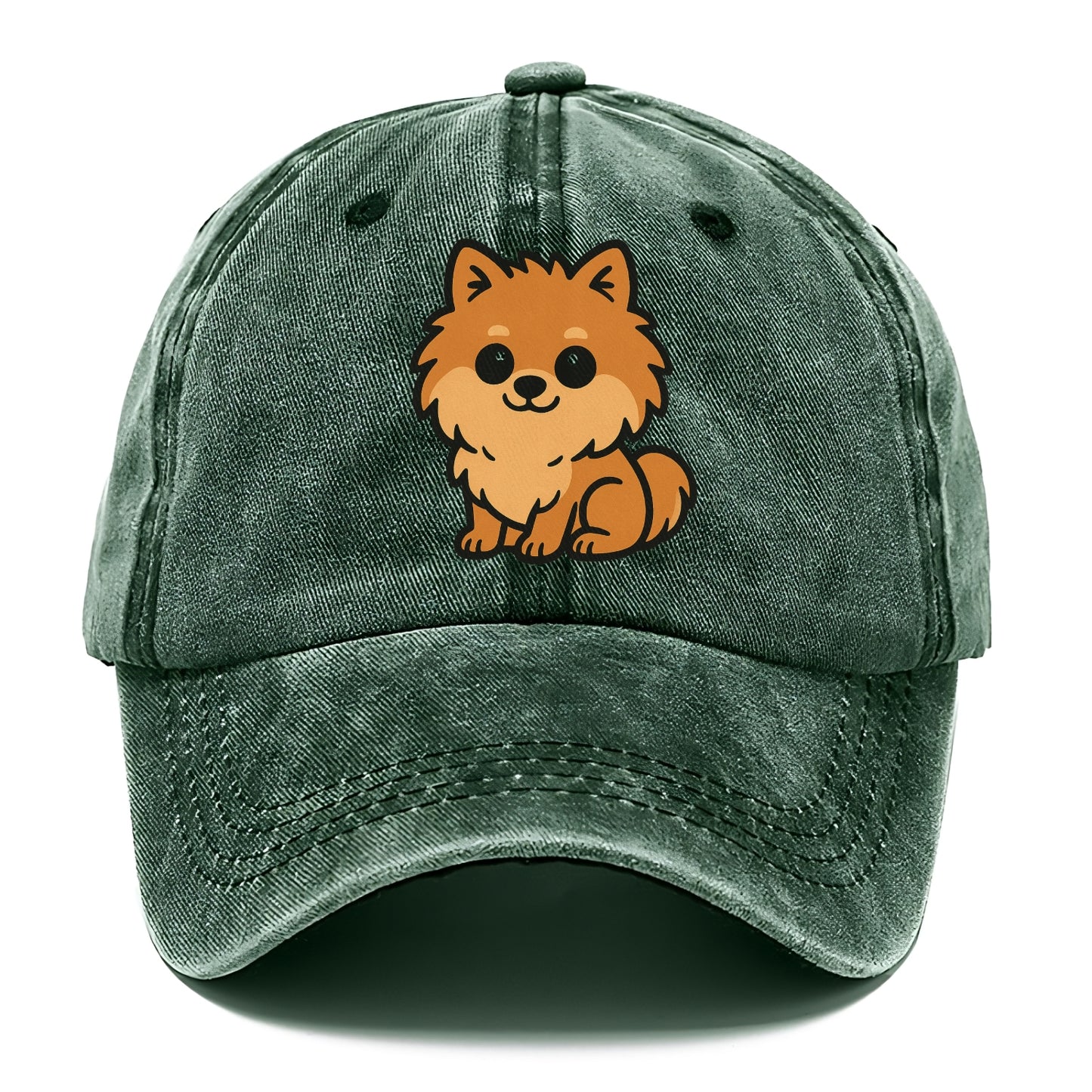pomeranian orange fluffy sitting pose portrait design Hat