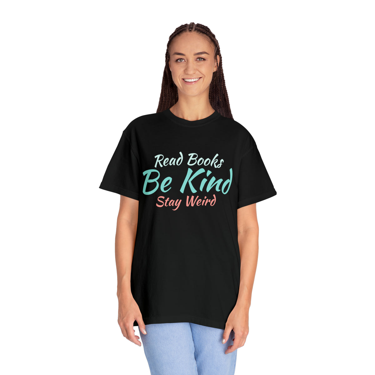Quirky Wisdom: Embrace Individuality with the 'Read Books, Be Kind, Stay Weird' Unisex Heavy Cotton Tee