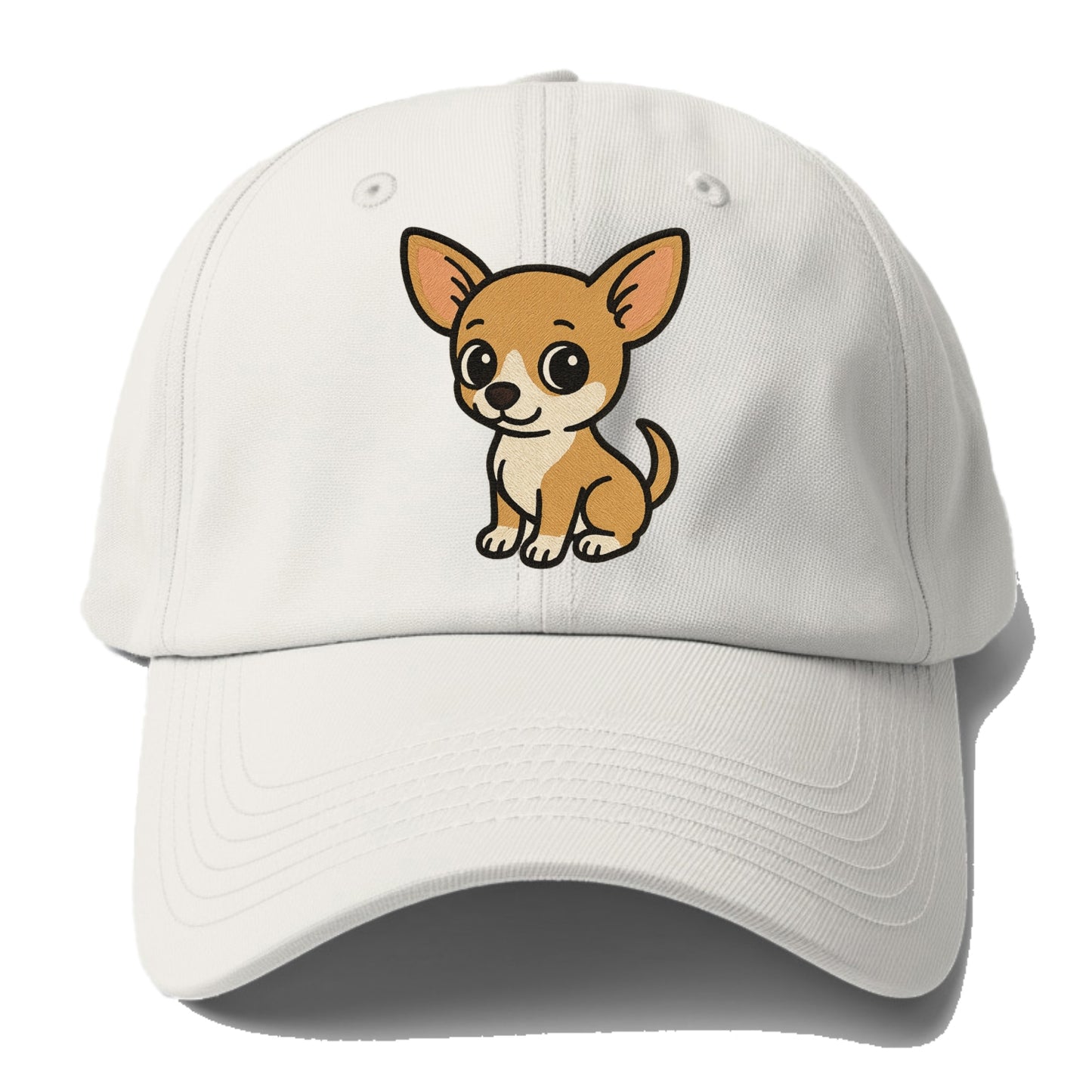 chihuahua tan and white sitting pose portrait design Hat
