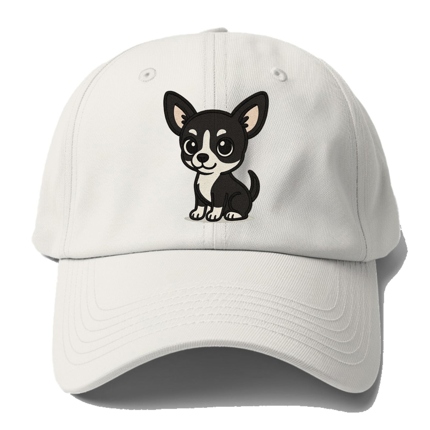 chihuahua black and white sitting pose portrait design Hat