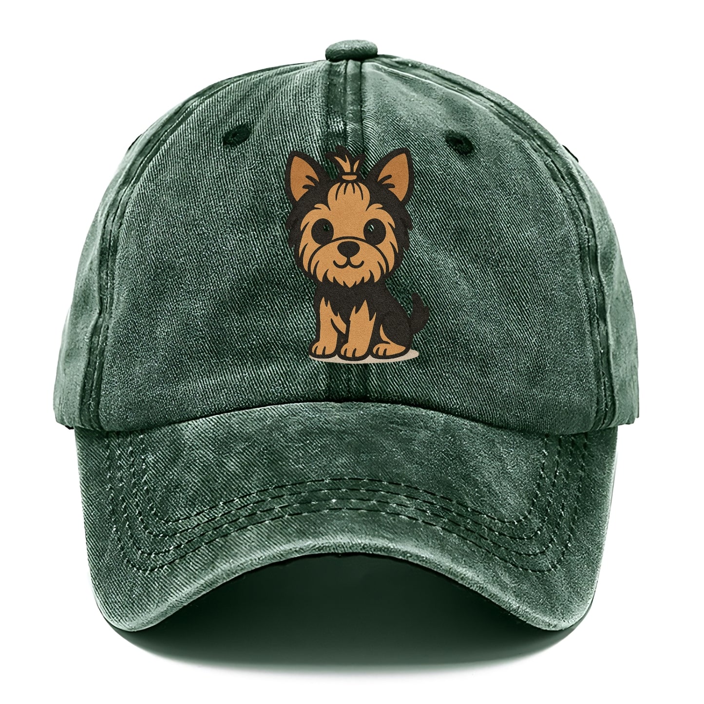 yorkshire terrier brown and black with top knot portrait design Hat
