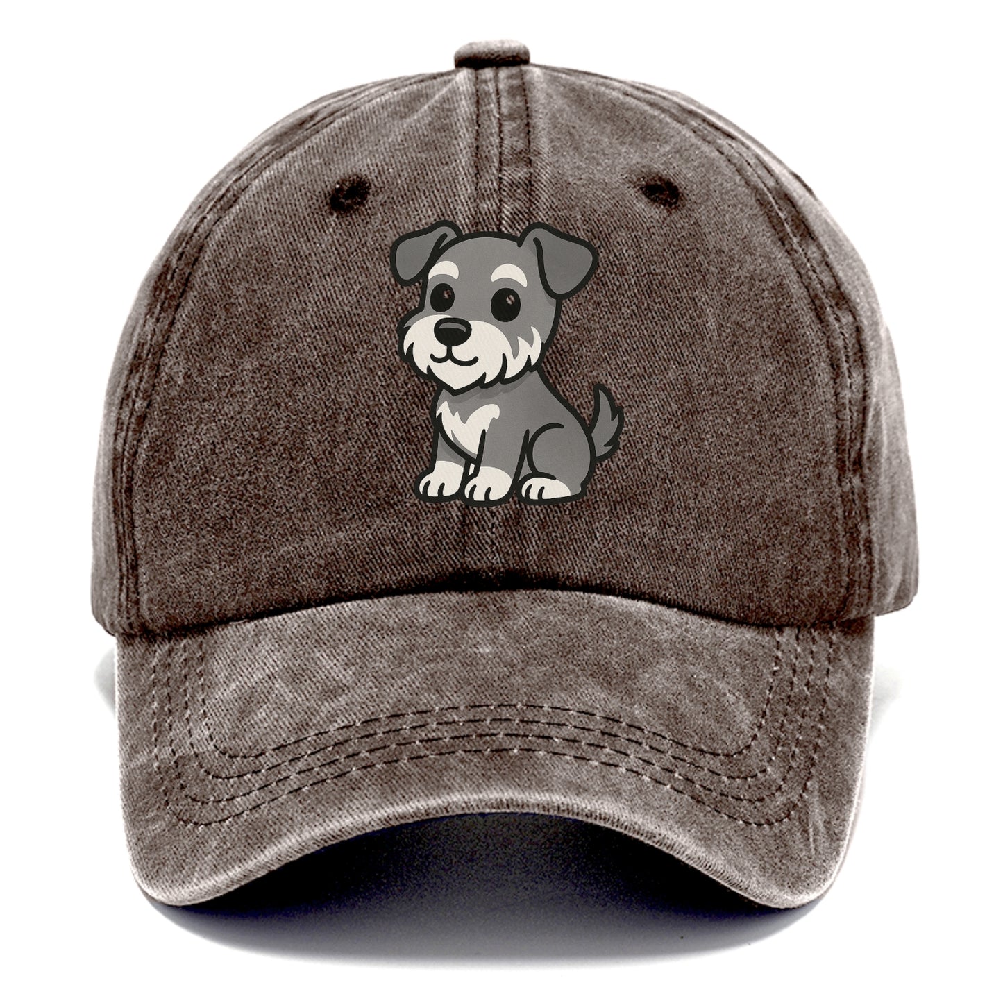 schnoodle gray and white sitting pose portrait design Hat