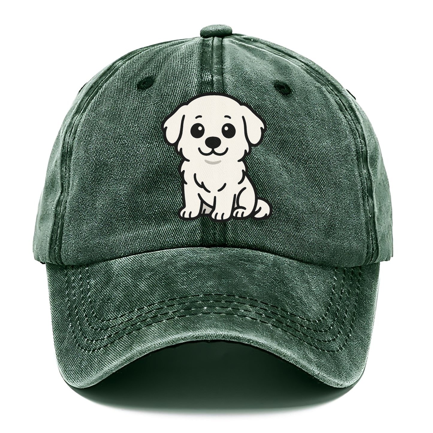 Great Pyrenees White Fluffy Sitting Pose Portrait Design Hat