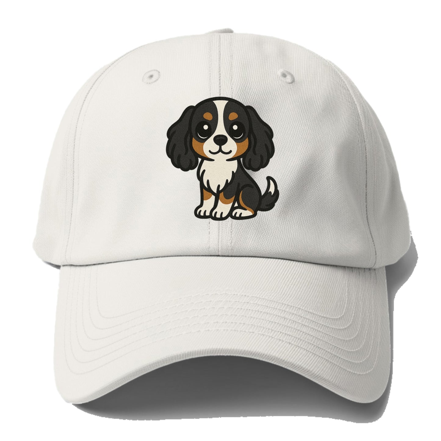 cavalier king charles spaniel tricolor sitting pose portrait design Hat