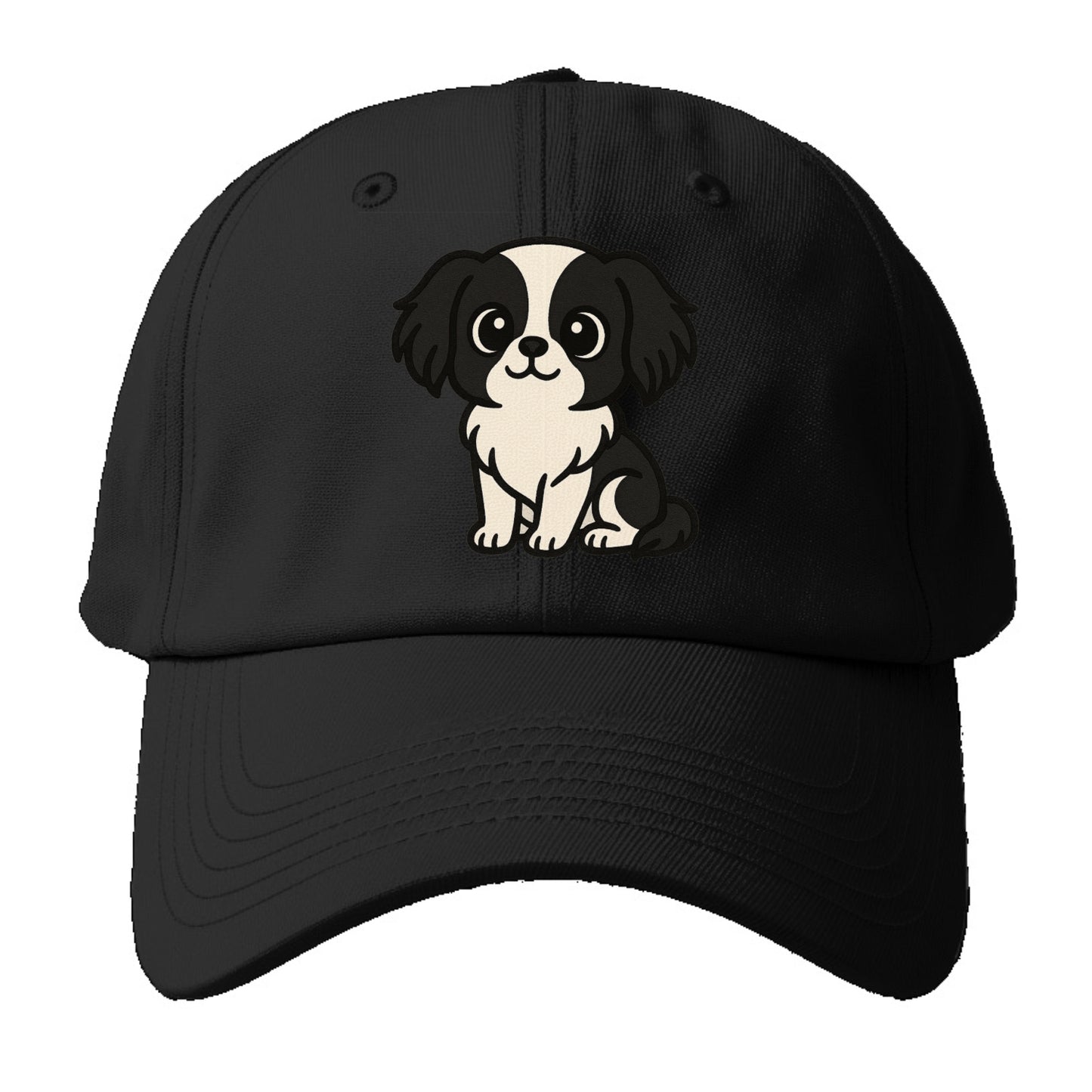 japanese chin black and white sitting pose portrait design Hat