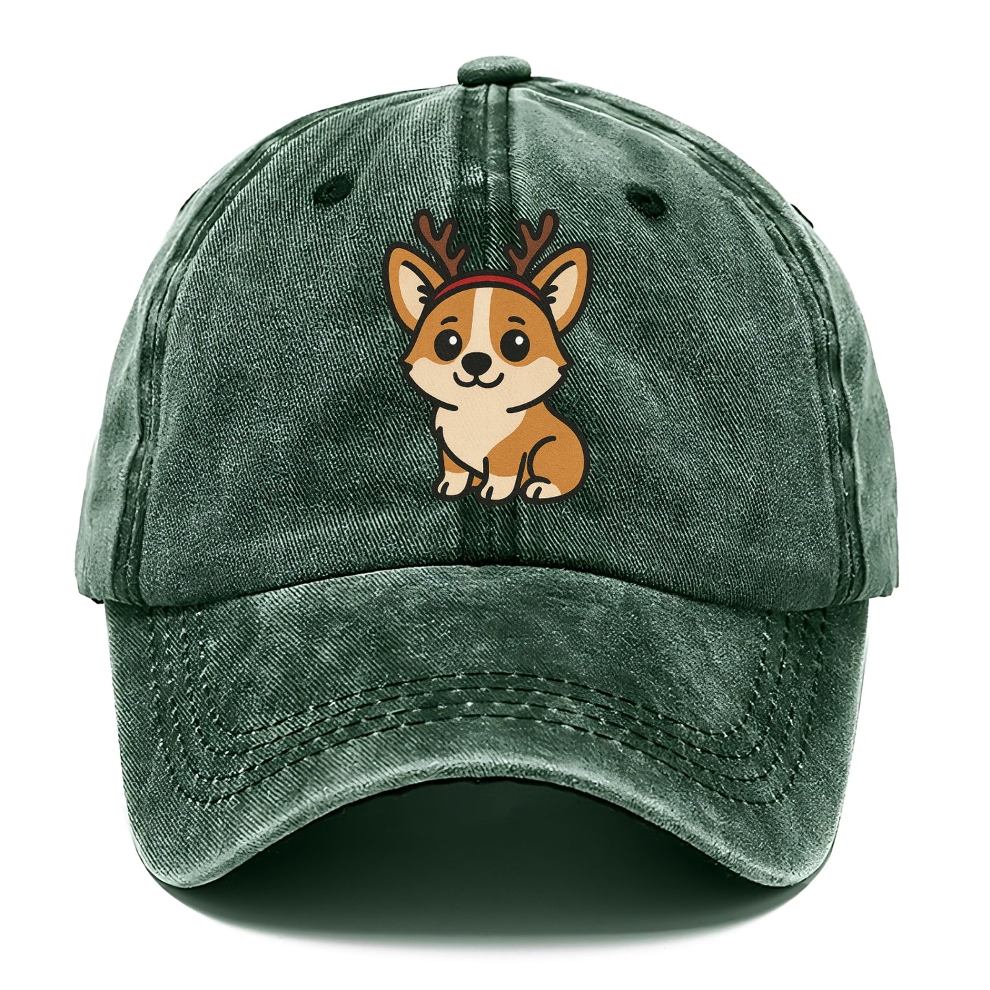 corgi wearing reindeer antlers christmas theme portrait design Hat
