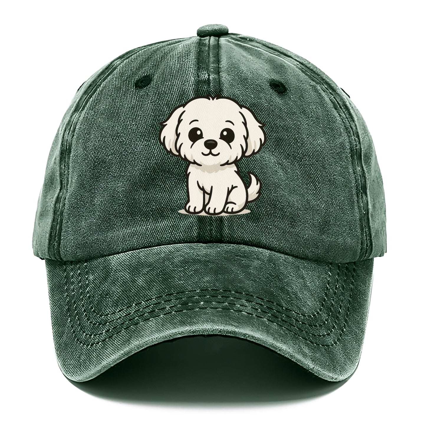 maltese pure white fluffy sitting pose portrait design Hat