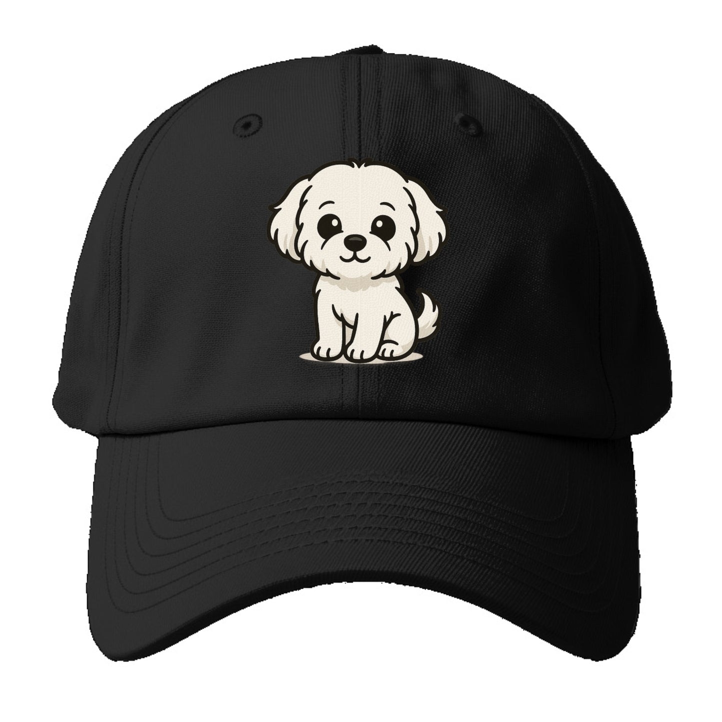 maltese pure white fluffy sitting pose portrait design Hat