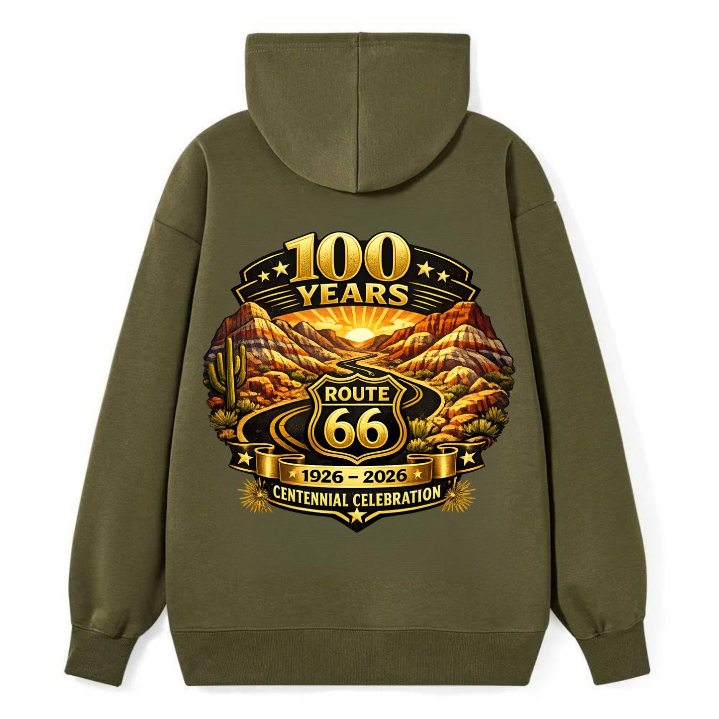 PAINTED DESERT | Colorful desert landscape | Route 66 winding through | - Classic Pullover Hoodie - ArmyGreen