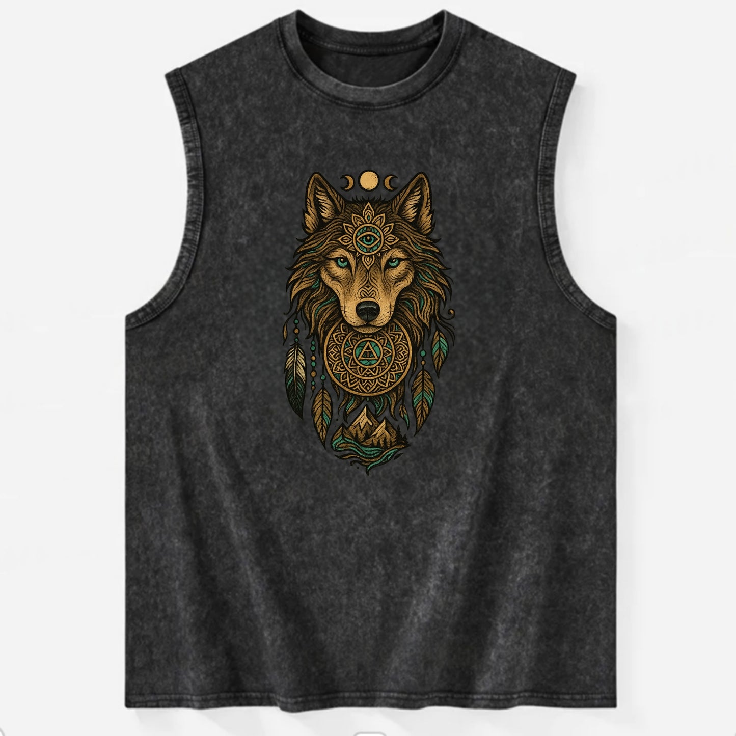 Tattoo Wolf Flash - Vintage Washed Tank - Black
