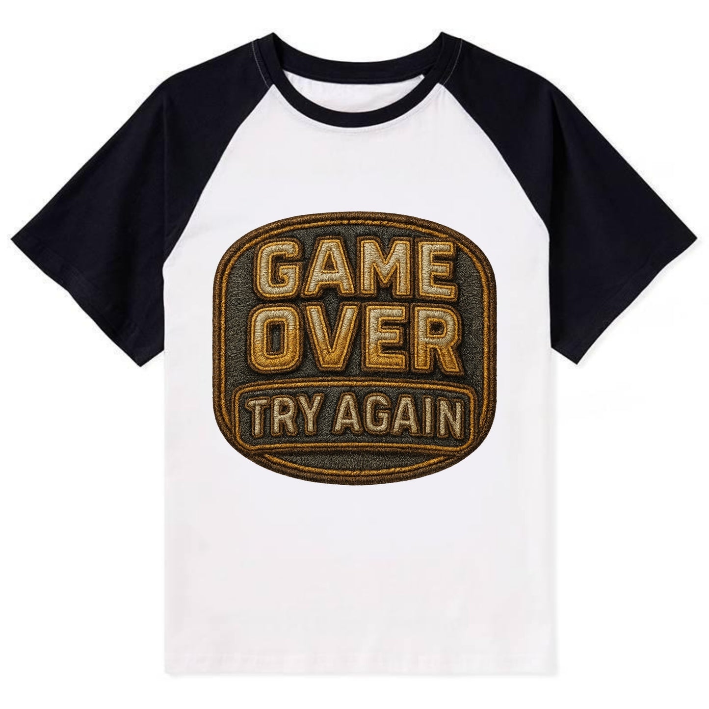 Game Over Try Again - Contrast Raglan T-shirt - Black
