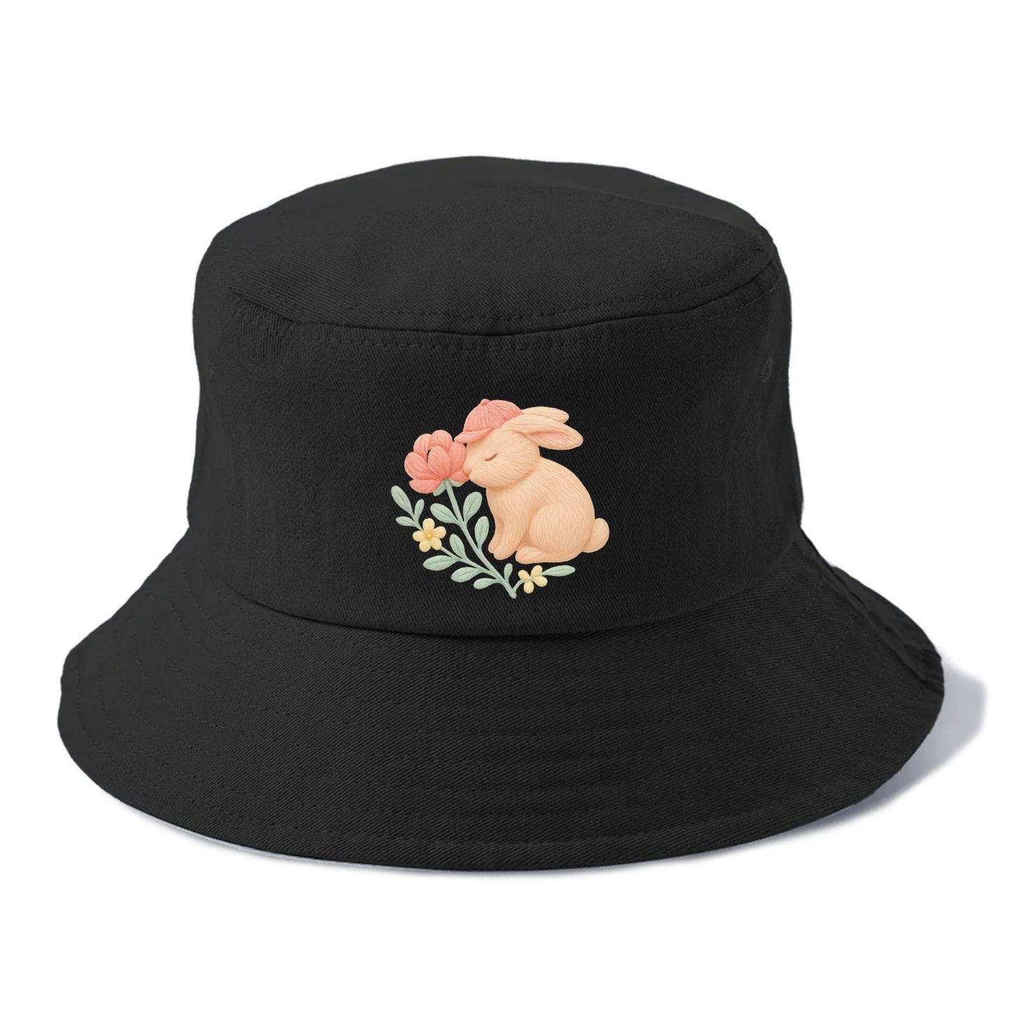 Peach Bunny - Bucket Hat - Black