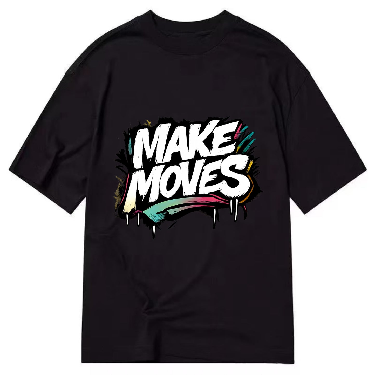 Bold typography design - "MAKE MOVES" - take action, progress forward - Classic T-shirt - Black