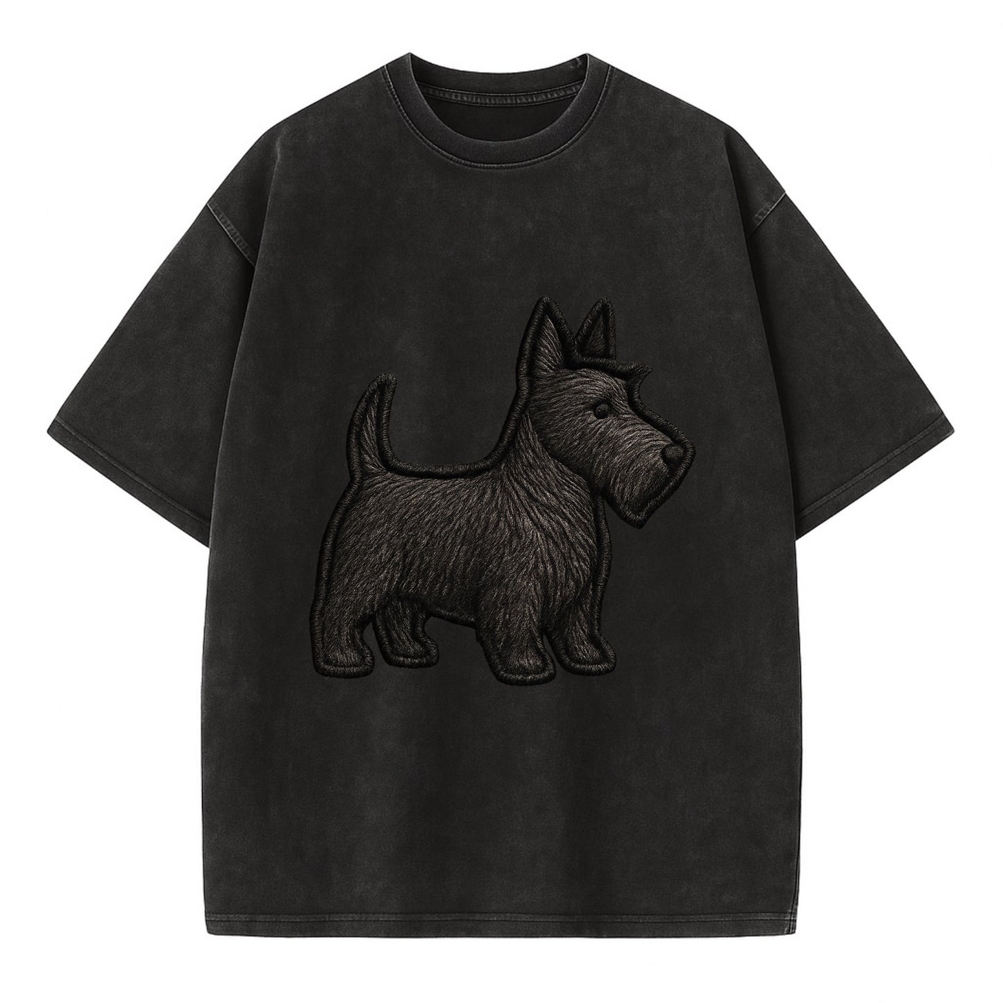 Scottish Terrier - Contemporary scottie - Vintage T-shirt - Black