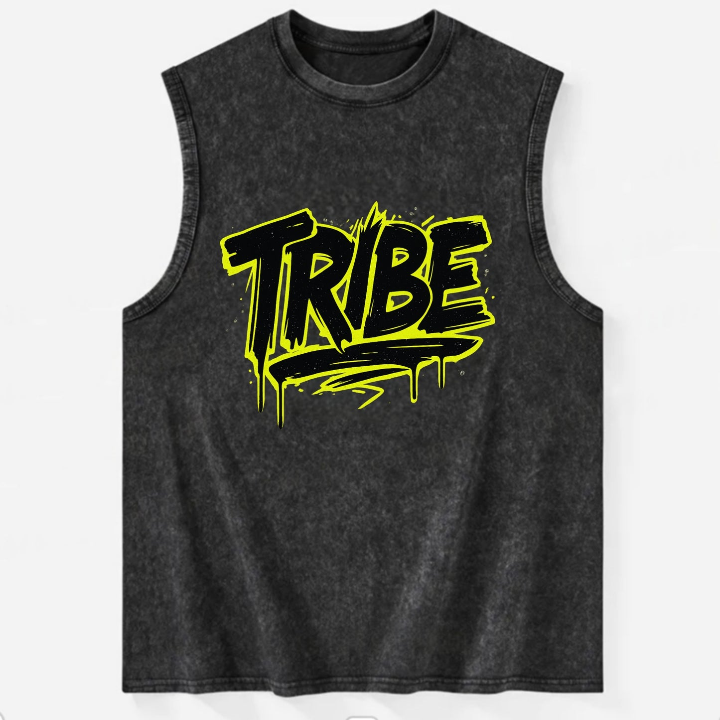 Bold typography design - "TRIBE" - your community, your group - Vintage Washed Tank - Black