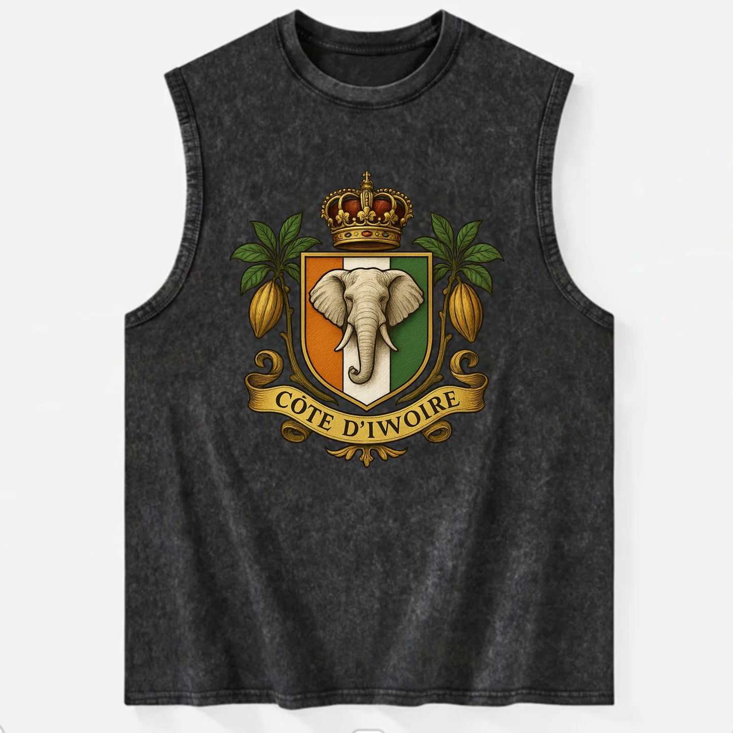 Ivory Coast Royal Logo - Vintage Washed Tank - Black