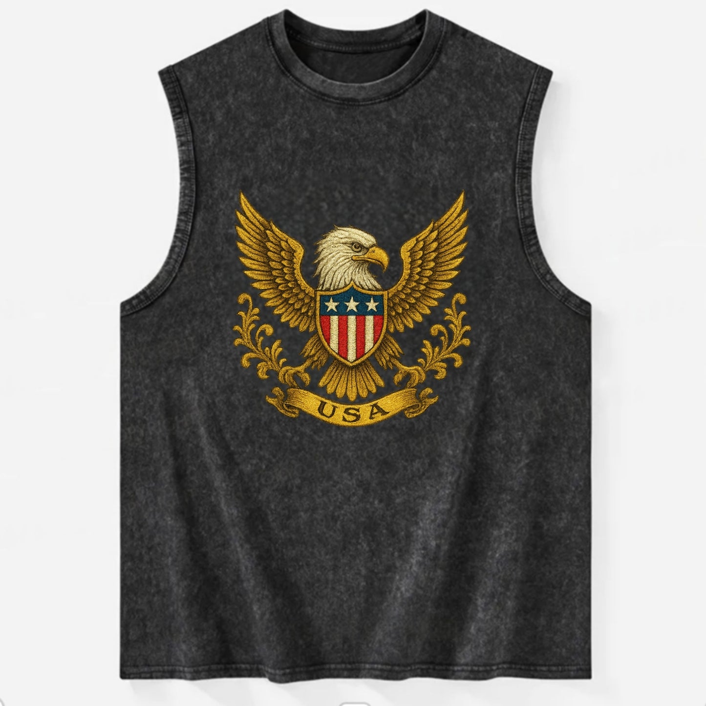 Usa Heritage Eagle Baseball Cap 2 - Vintage Washed Tank - Black