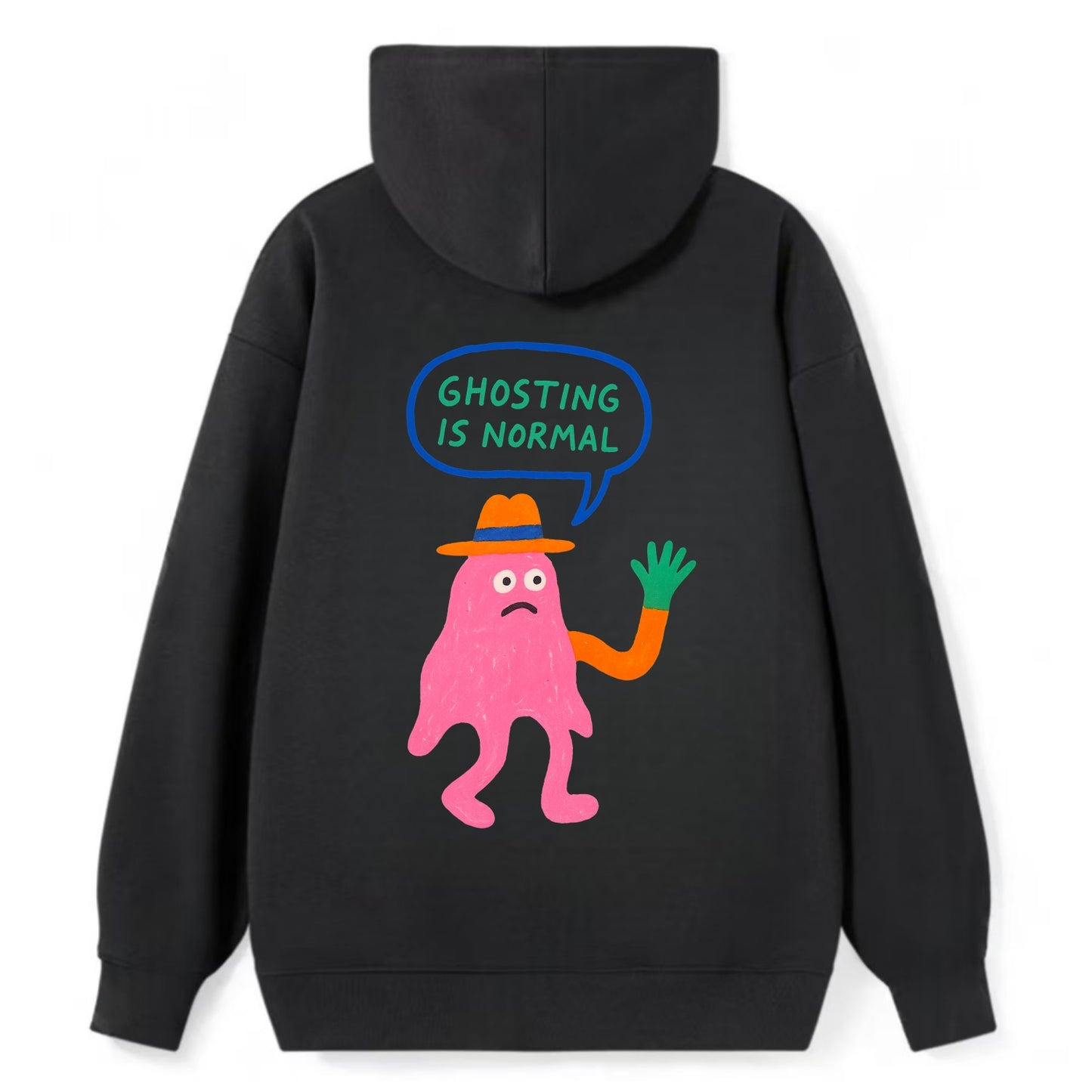 GHOSTING IS NORMAL | Transparent ghost texting - Classic Pullover Hoodie - Black