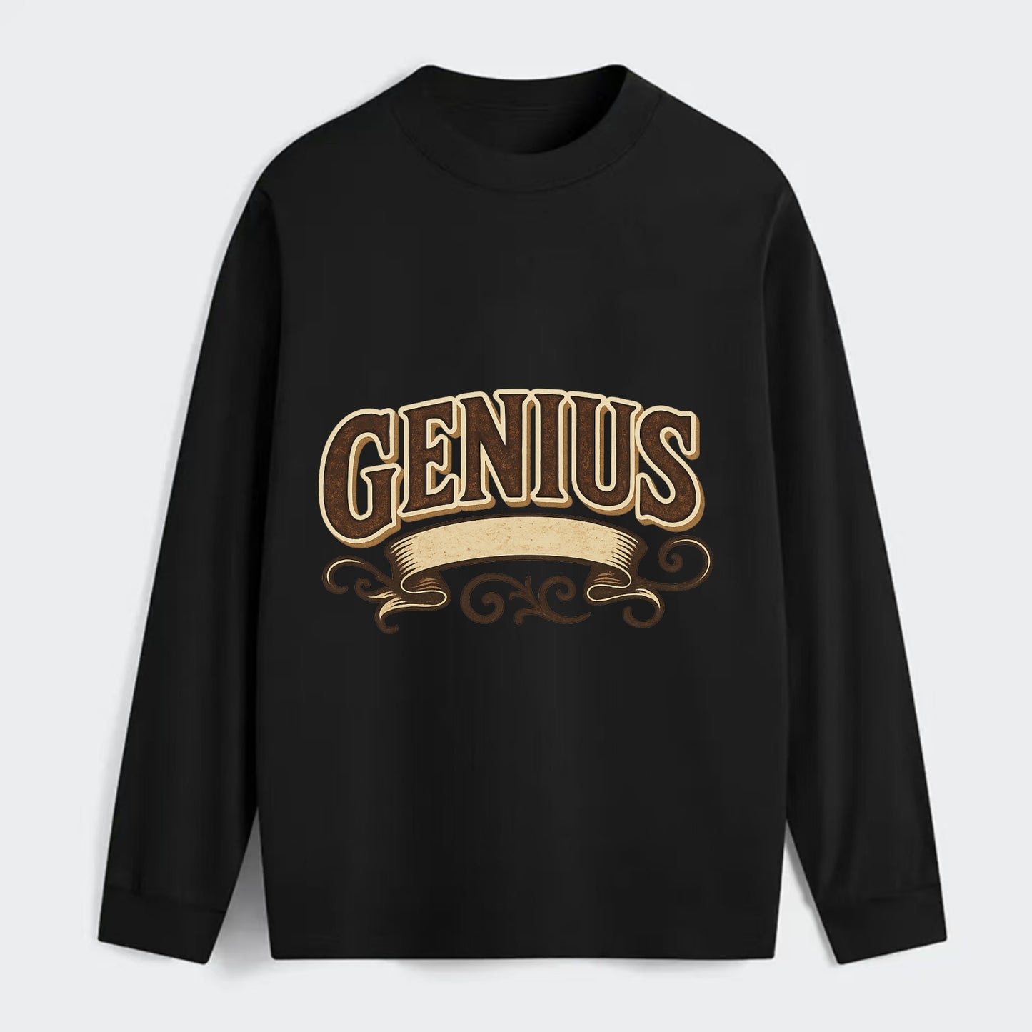 Bold typography design - "GENIUS" - exceptional intelligence, brilliance - Classic Long Sleeve Shirt - Black