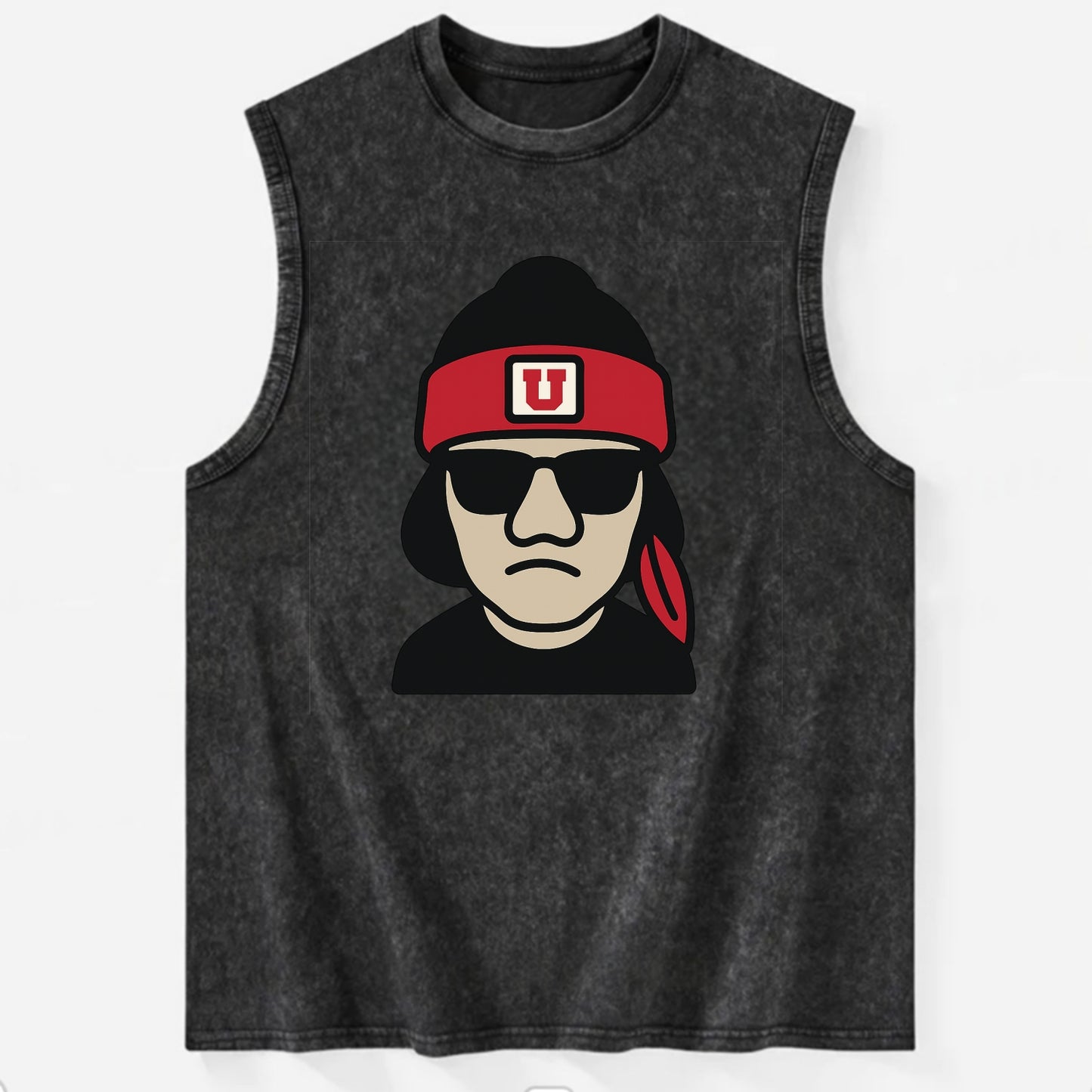 Salt Lake Ute wearing Utah beanie with U patch - Vintage Washed Tank - Black