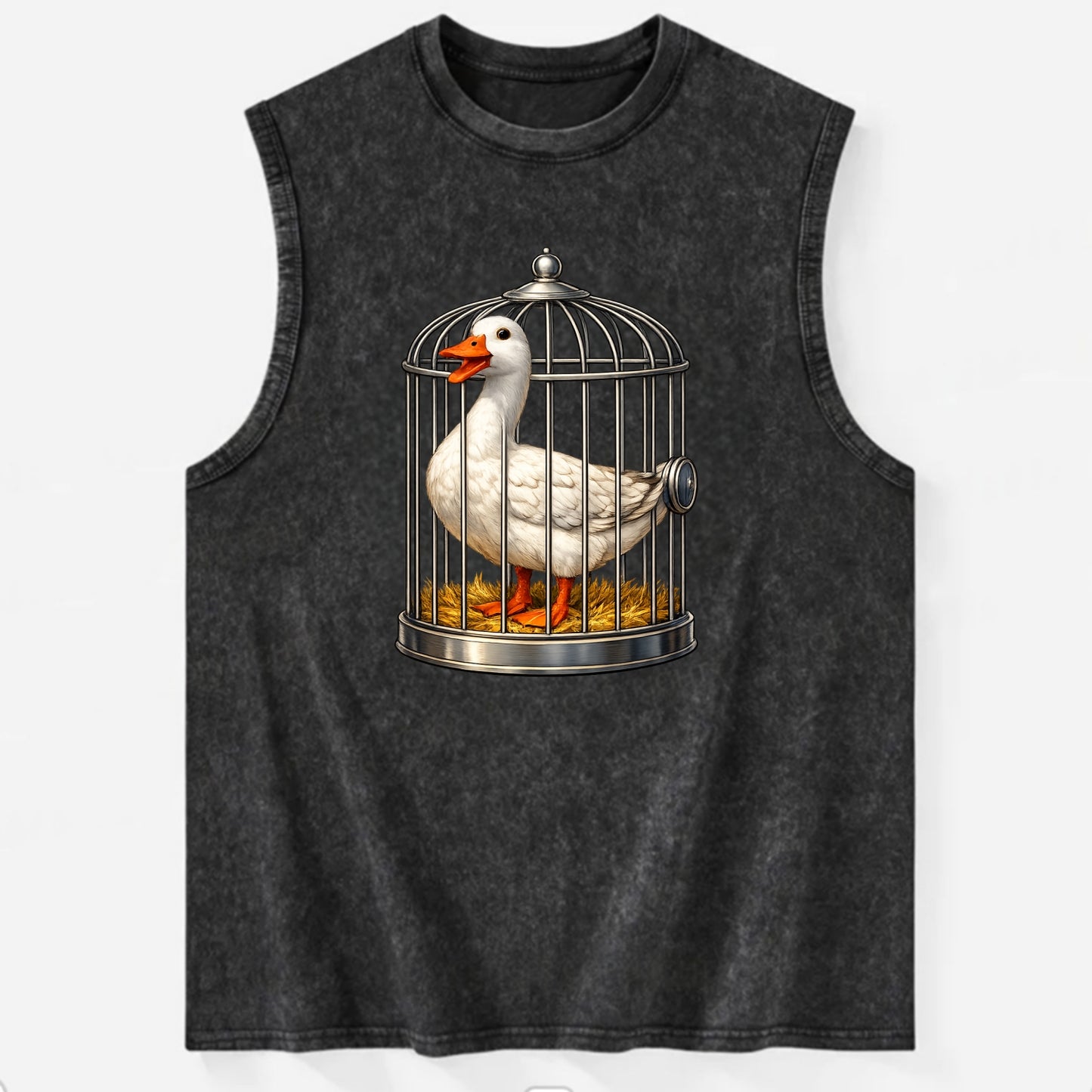 Duck In Cage - Vintage Washed Tank - Black