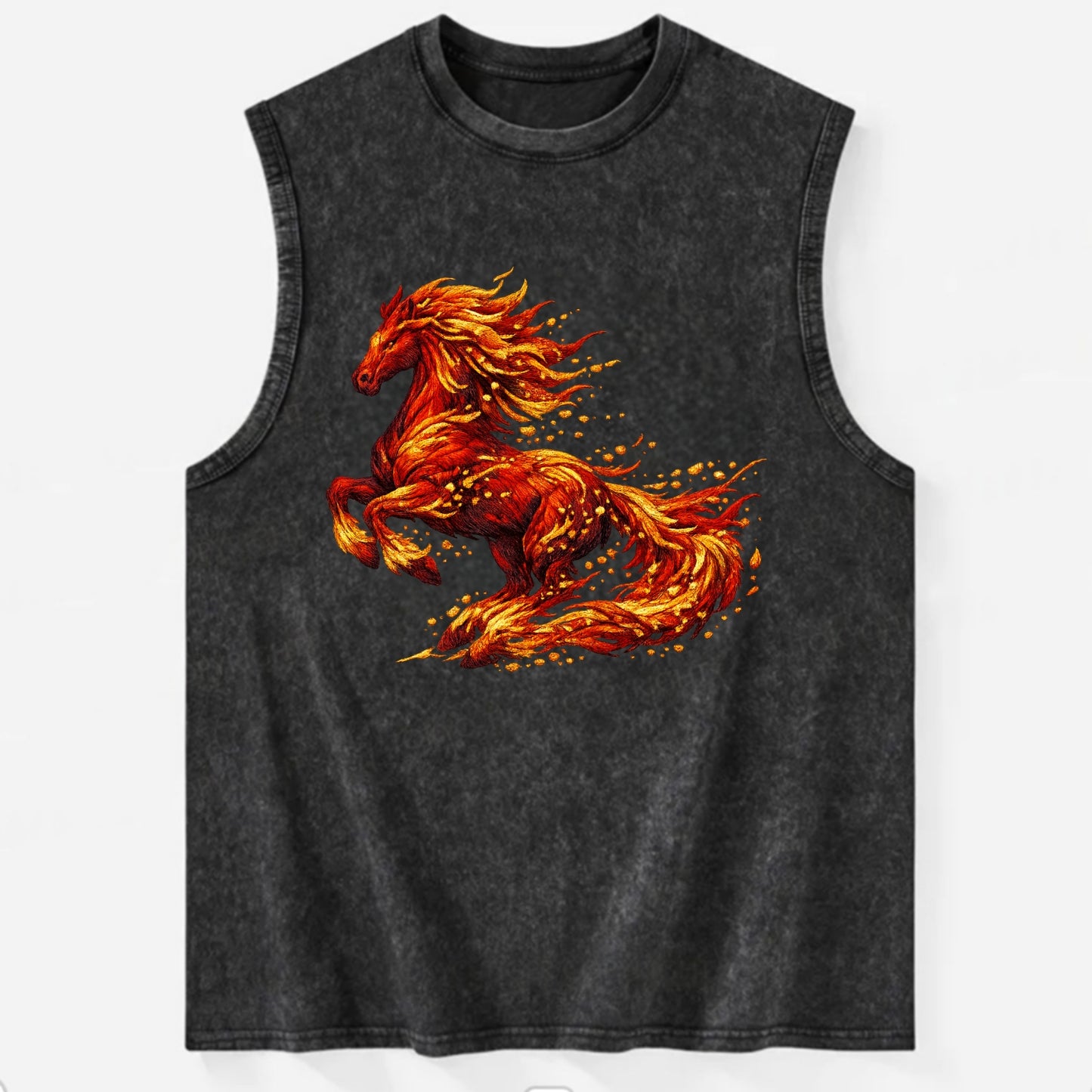 EMBER RISING | Sparks forming into horse shape | Particles of fire | Energy - Vintage Washed Tank - Black