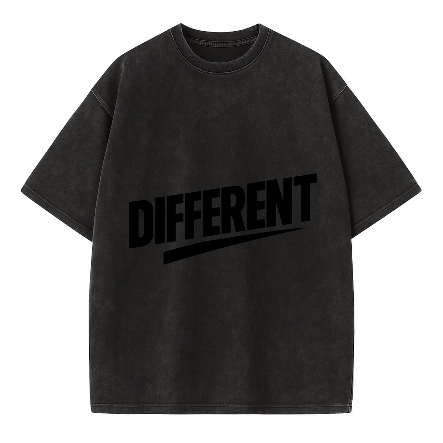 Bold typography design - "DIFFERENT" - standing out, not following crowd - Vintage T-shirt - Black