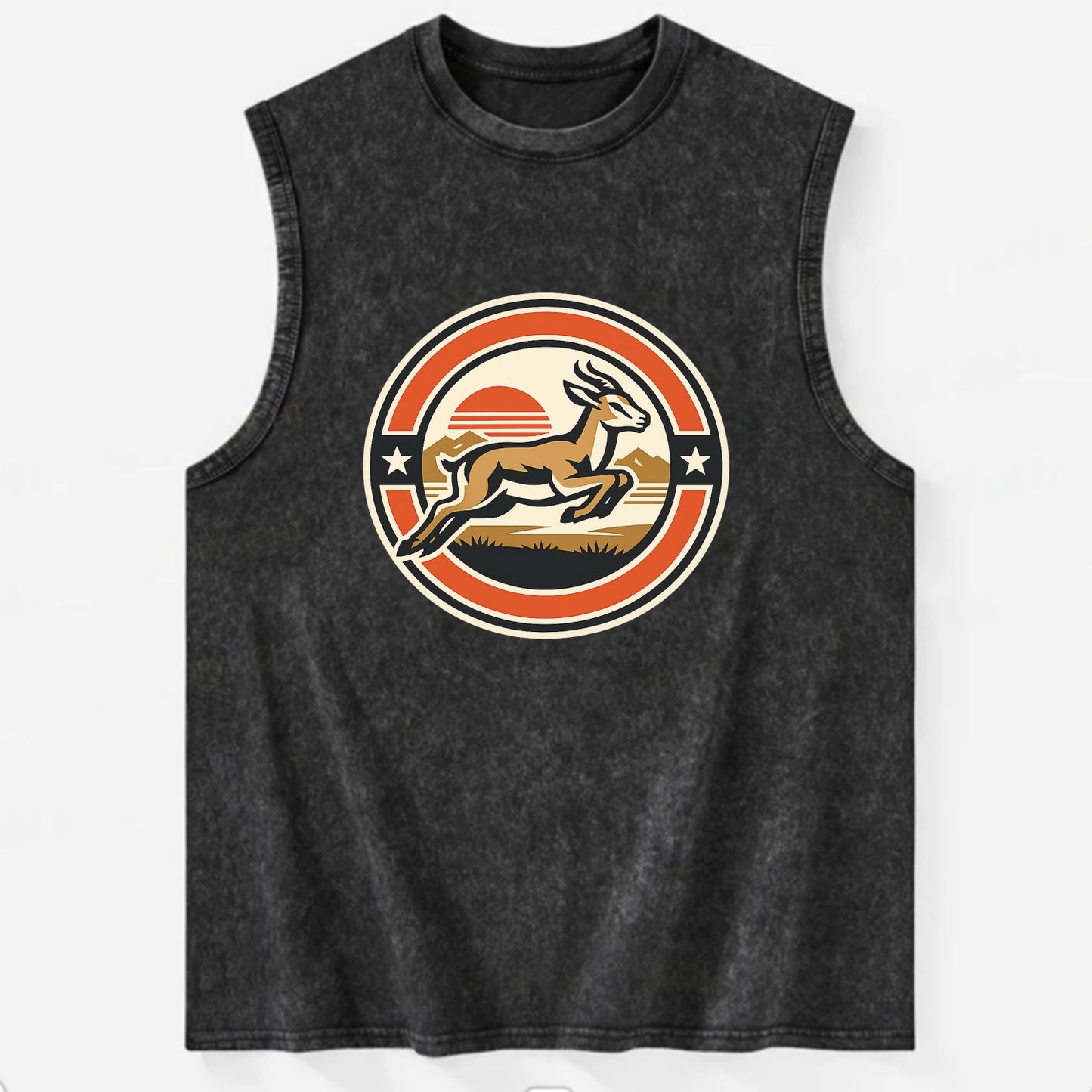 Proud Springbok Emblem - Vintage Washed Tank - Black