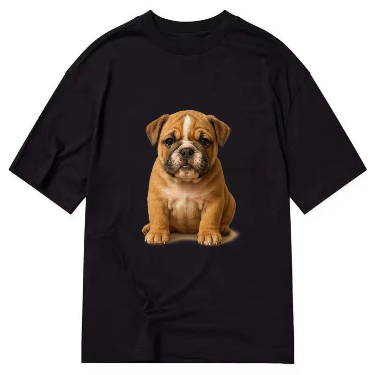 Baby Bulldog Puppy - wrinkly face, underbite, stocky body, gentle eyes, - Classic T-shirt - Black