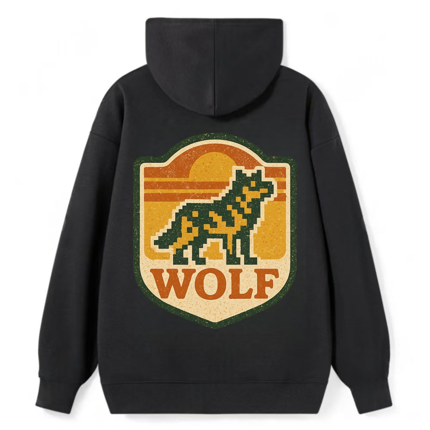 Digital Pixel Wolf - Classic Pullover Hoodie - Black