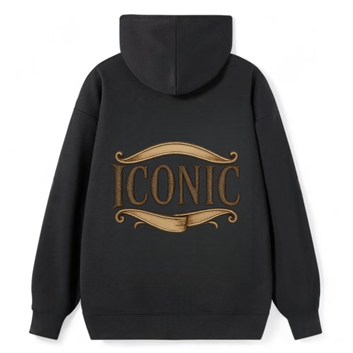 Bold typography design - "ICONIC" - instantly recognizable, trendsetter - Classic Pullover Hoodie - Black