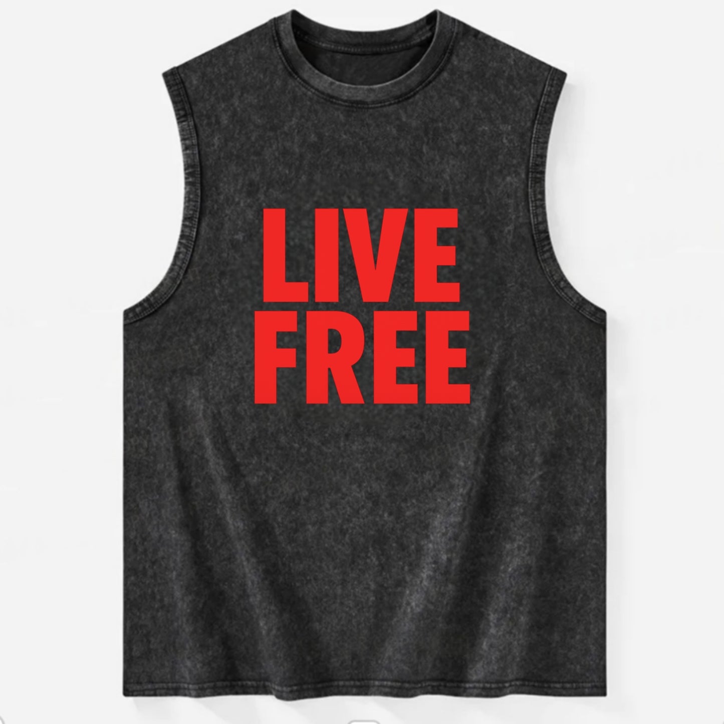 Bold typography design - "LIVE FREE" - unrestricted living - Vintage Washed Tank - Black
