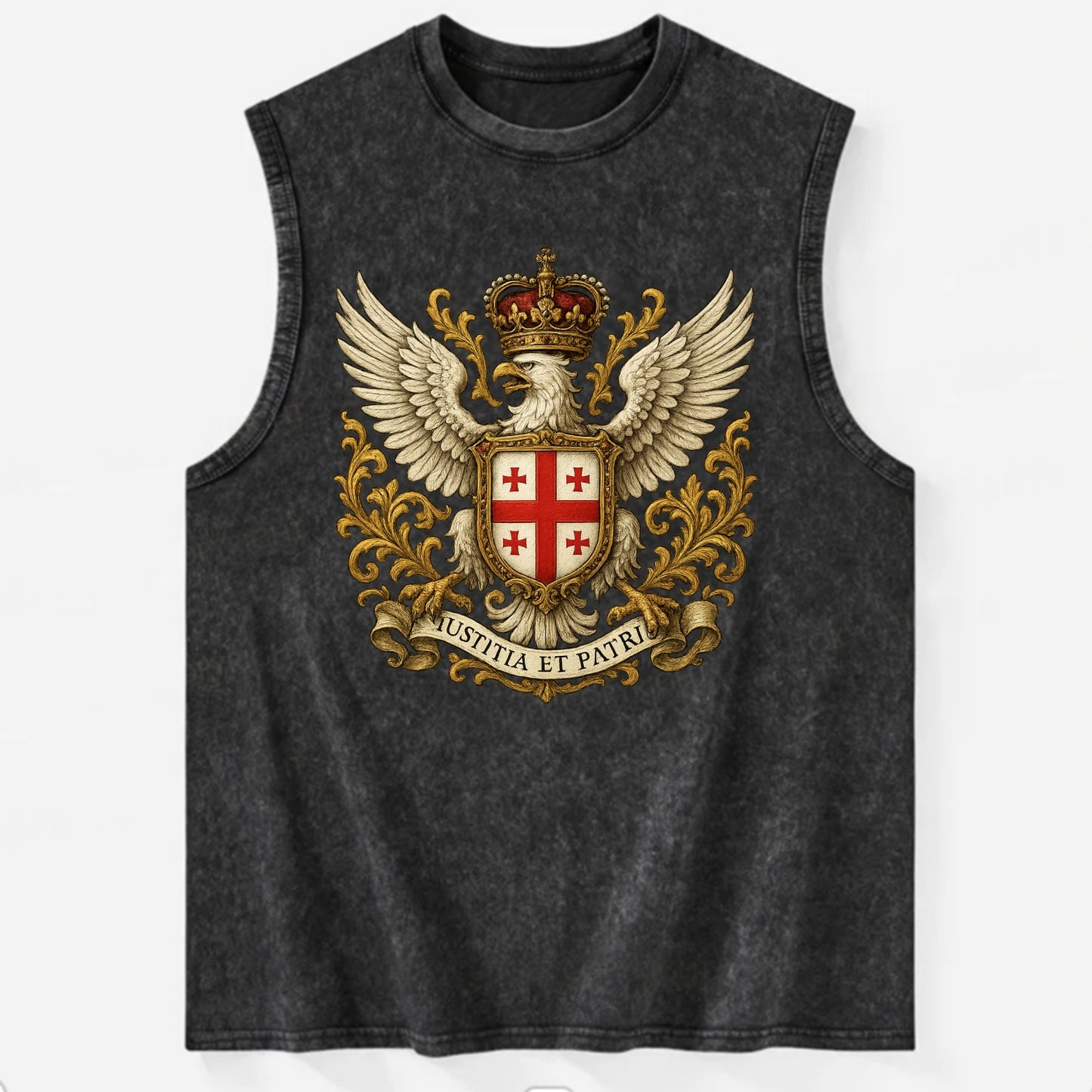 Georgia White Eagle Emblem - Vintage Washed Tank - Black