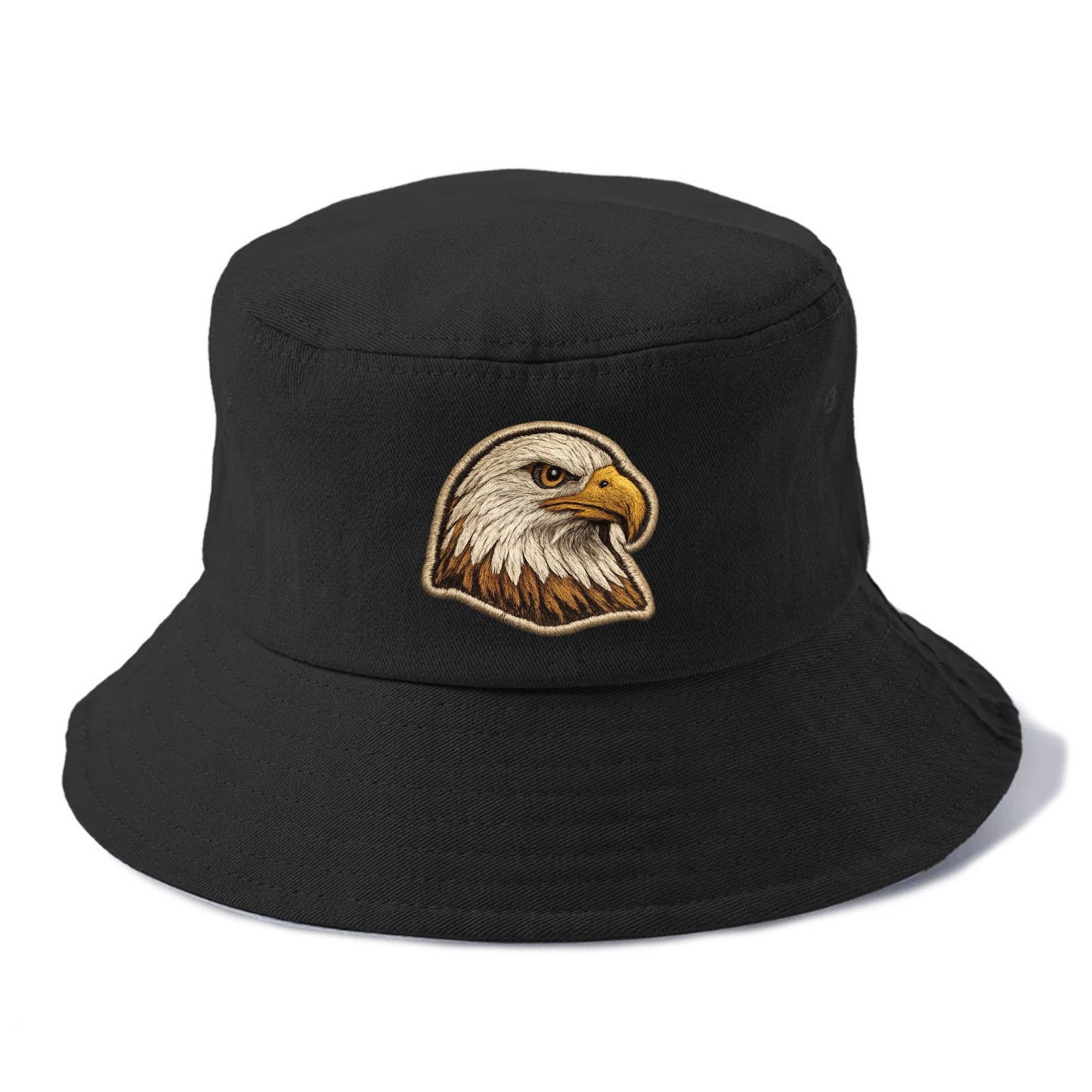 EAGLE HEAD PROFILE - majestic bald eagle in brown, white and gold , American pride - Bucket Hat - Black