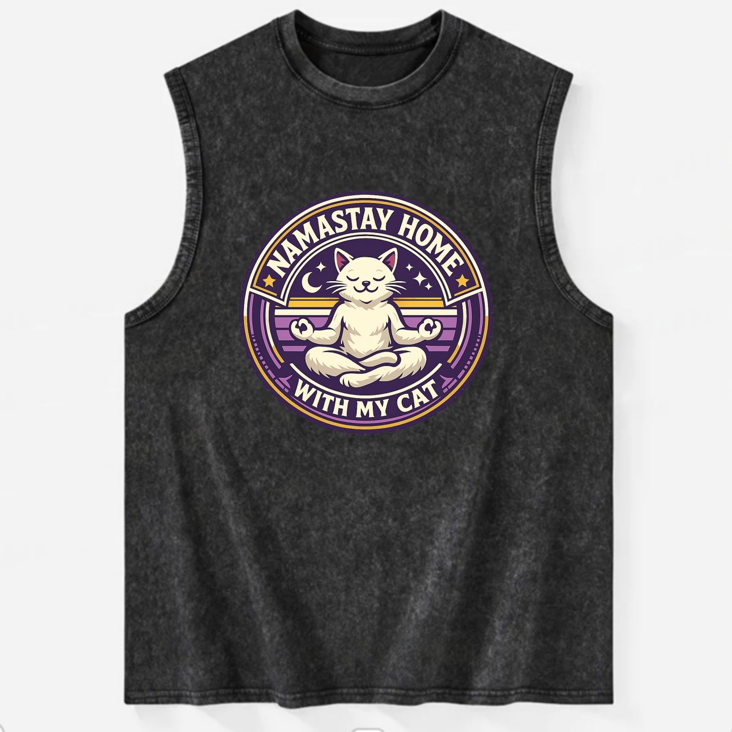 Zen Feline Retreat - Vintage Washed Tank - Black