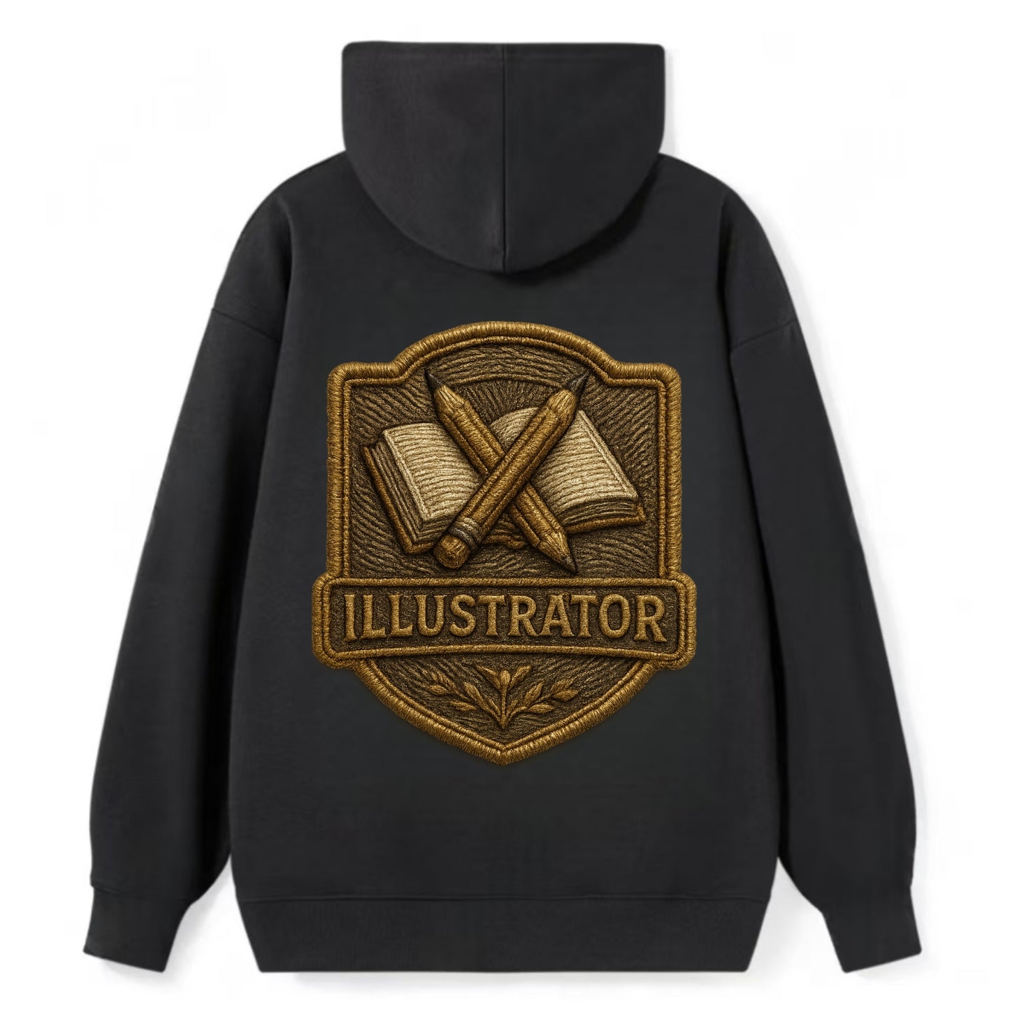 Pencils and sketchbook - illustrator badge - Classic Pullover Hoodie - Black