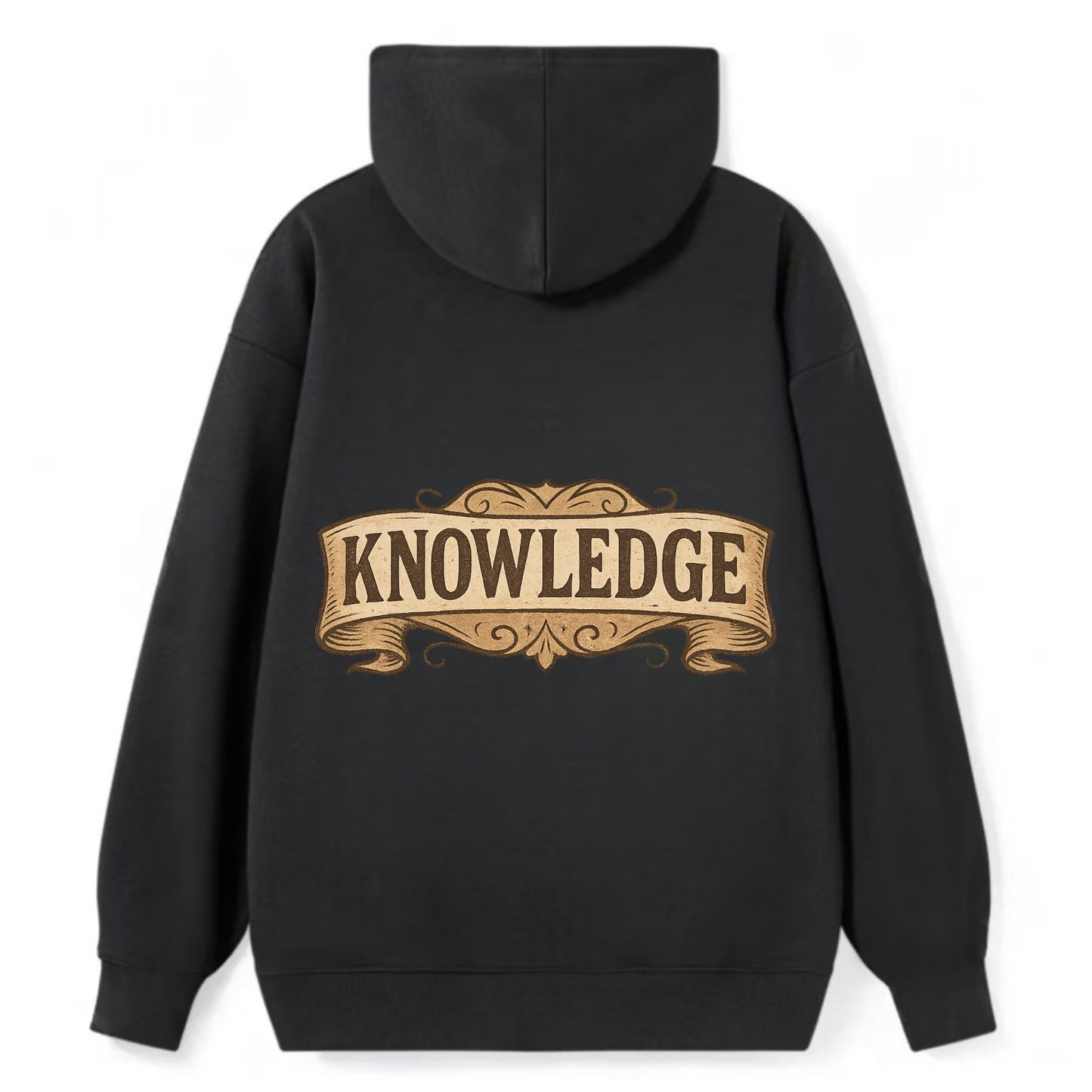 Bold typography design - "KNOWLEDGE" - learning, understanding - Classic Pullover Hoodie - Black