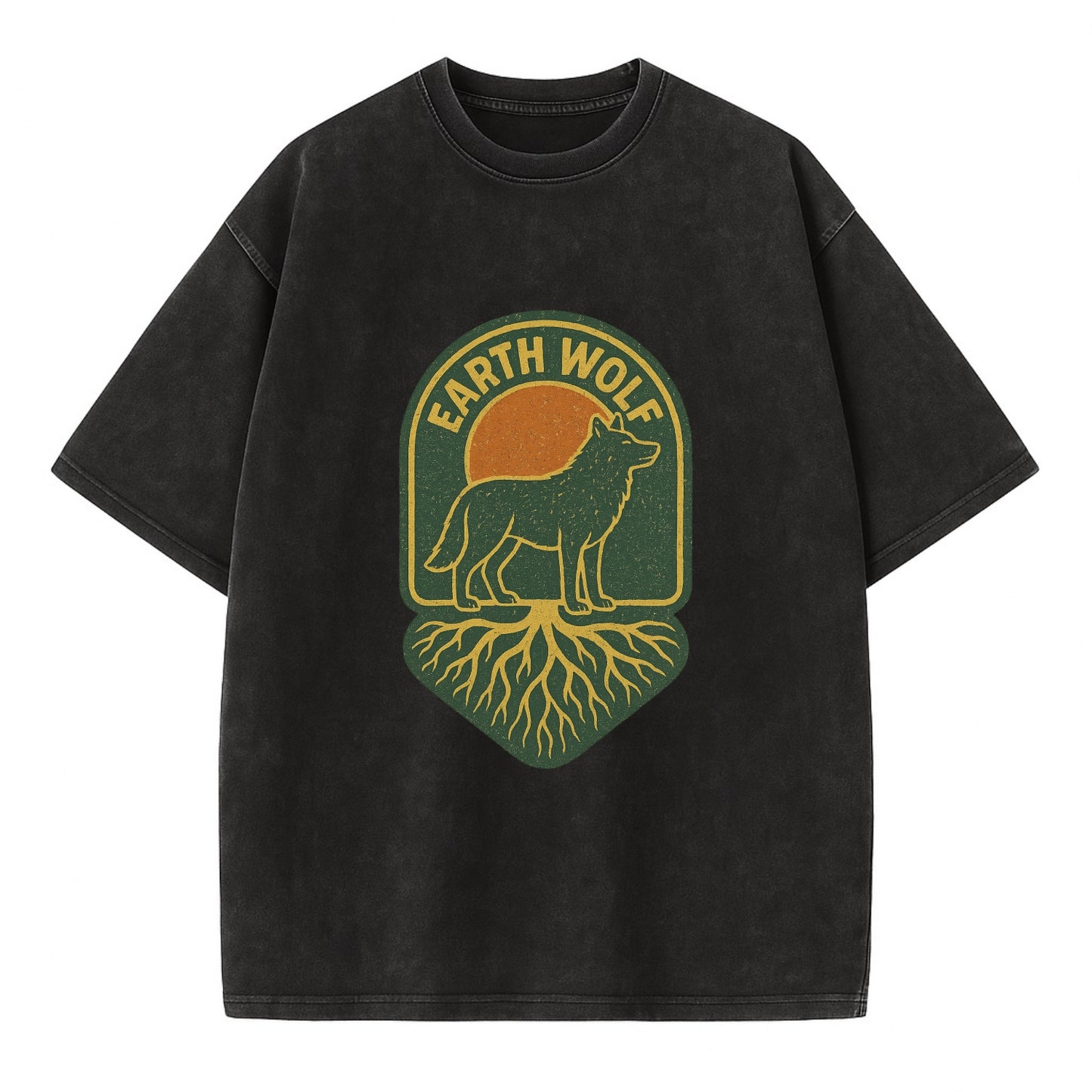 Earth Wolf Roots - Vintage T-shirt - Black