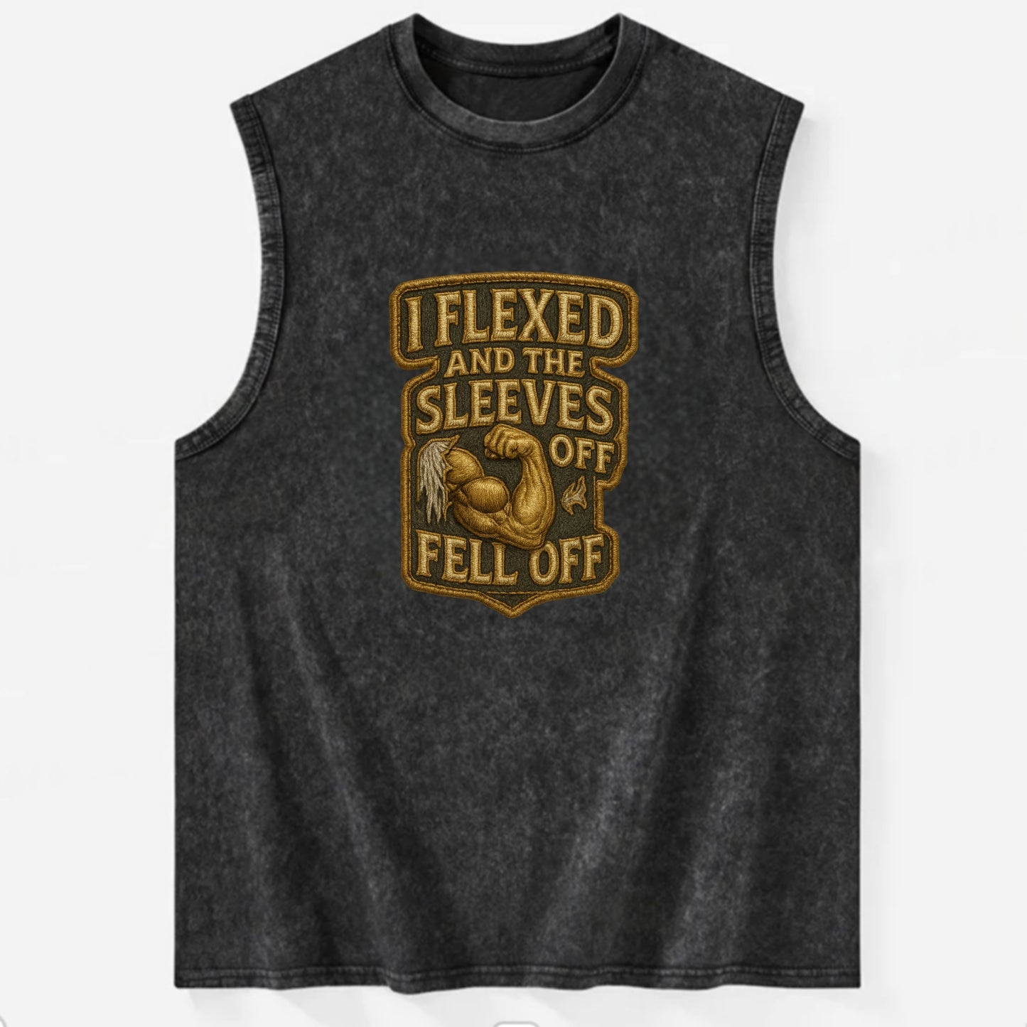 I Flexed and The Sleeves Fell Off - Vintage Washed Tank - Black
