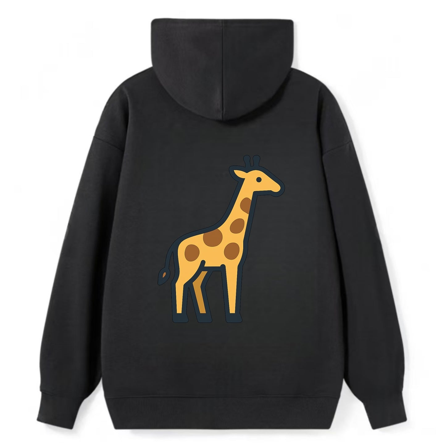 Giraffe - Yellow with brown patches flat side profile - Classic Pullover Hoodie - Black