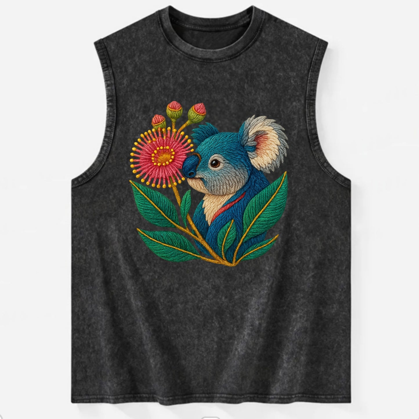 Koala Eucalyptus Bloom - Vintage Washed Tank - Black