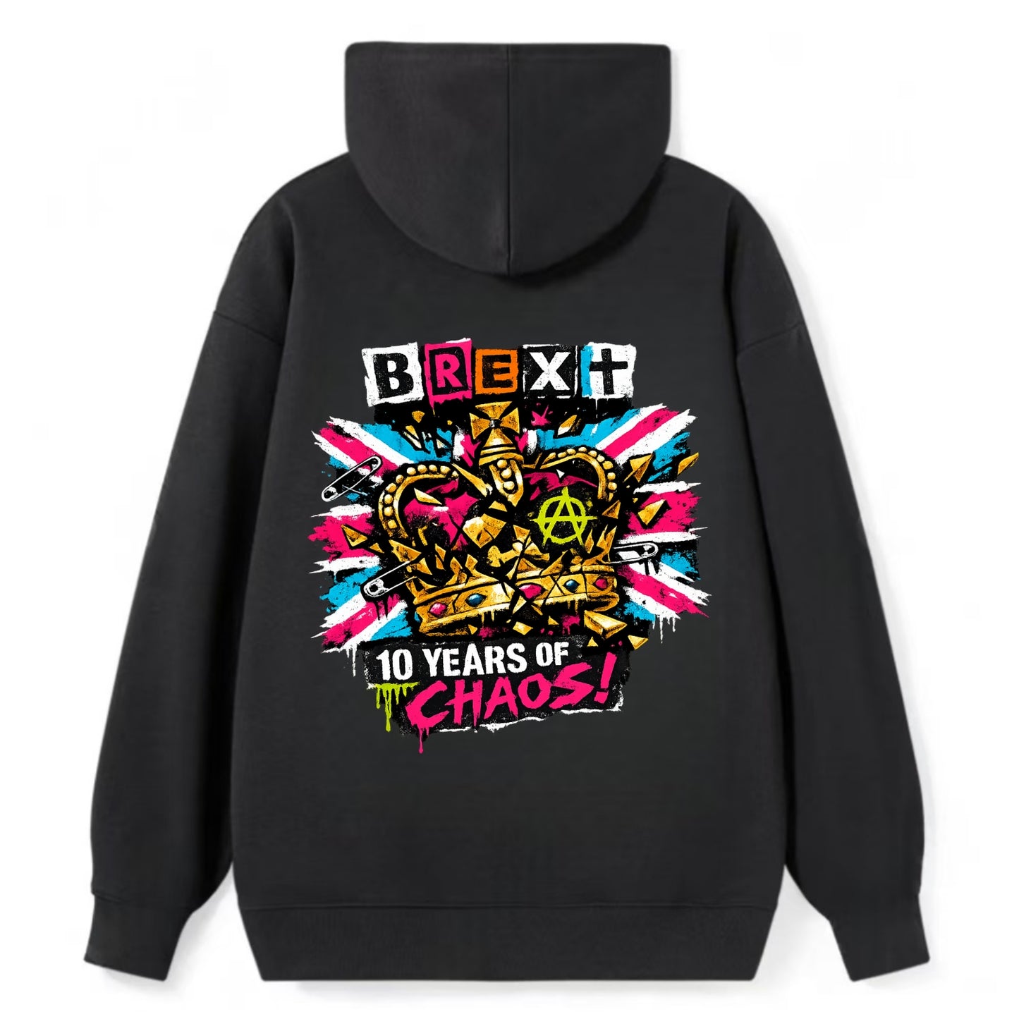BROKEN CROWN | Shattered British crown | Gold fragments scattered | Power - Classic Pullover Hoodie - Black
