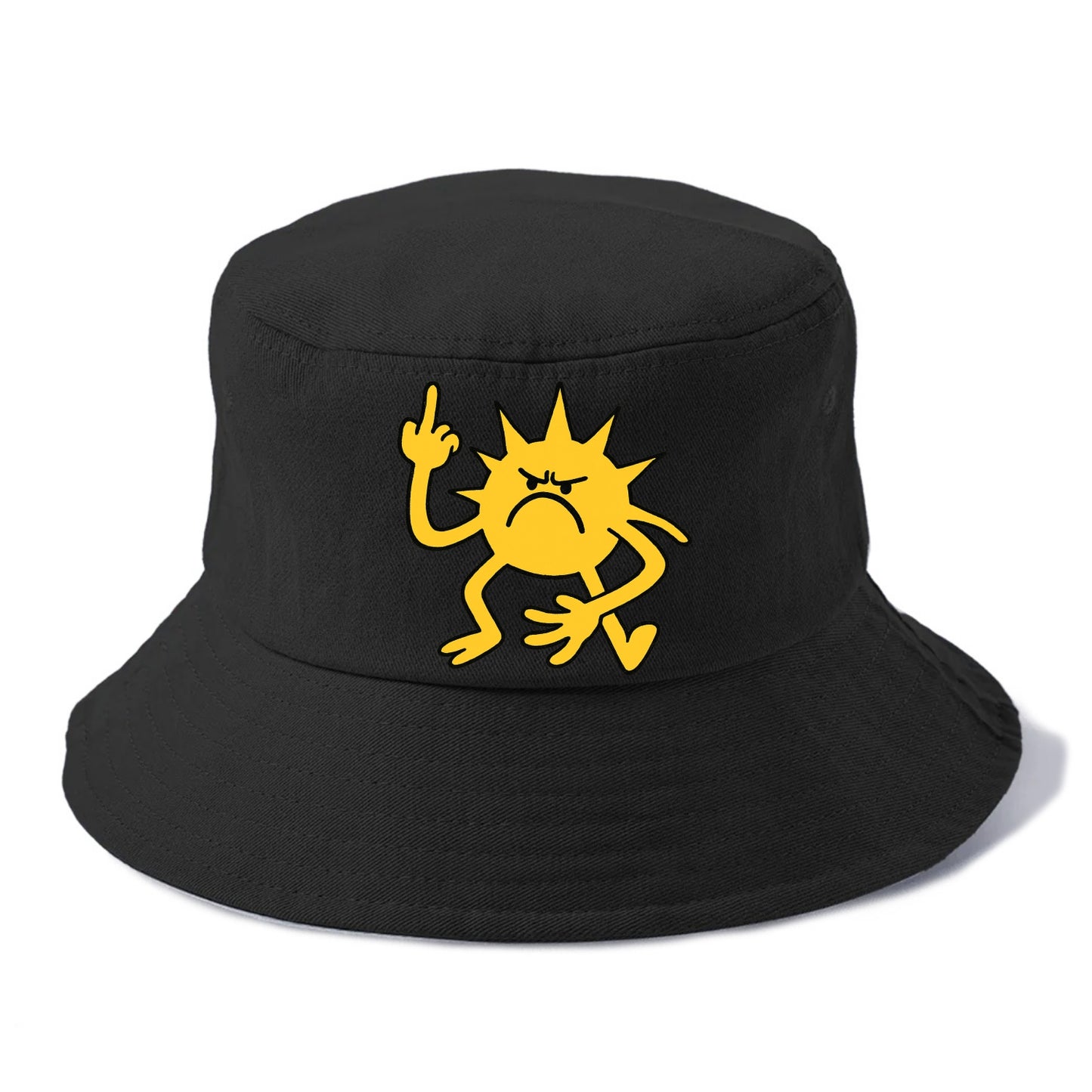 MORNINGS ARE PUNISHMENT | Grumpy sun with middle finger - Bucket Hat - Black