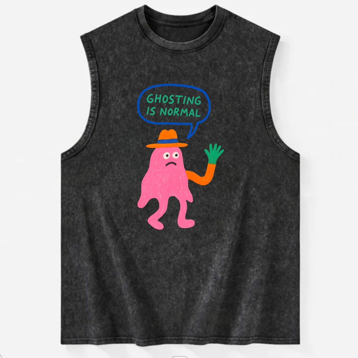 GHOSTING IS NORMAL | Transparent ghost texting - Vintage Washed Tank - Black