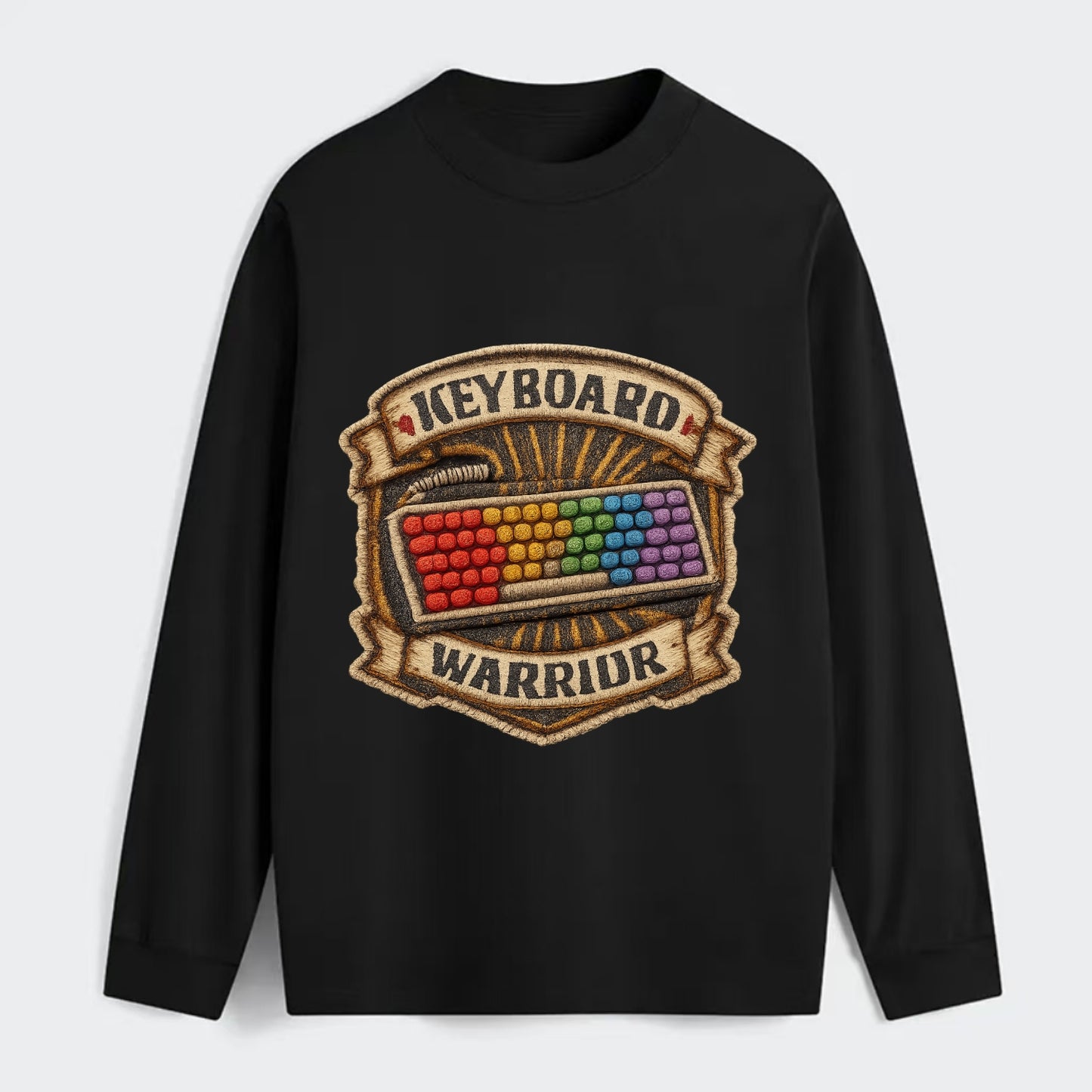 KEYBOARD WARRIOR - mechanical keyboard in RGB rainbow , PC master race - Classic Long Sleeve Shirt - Black