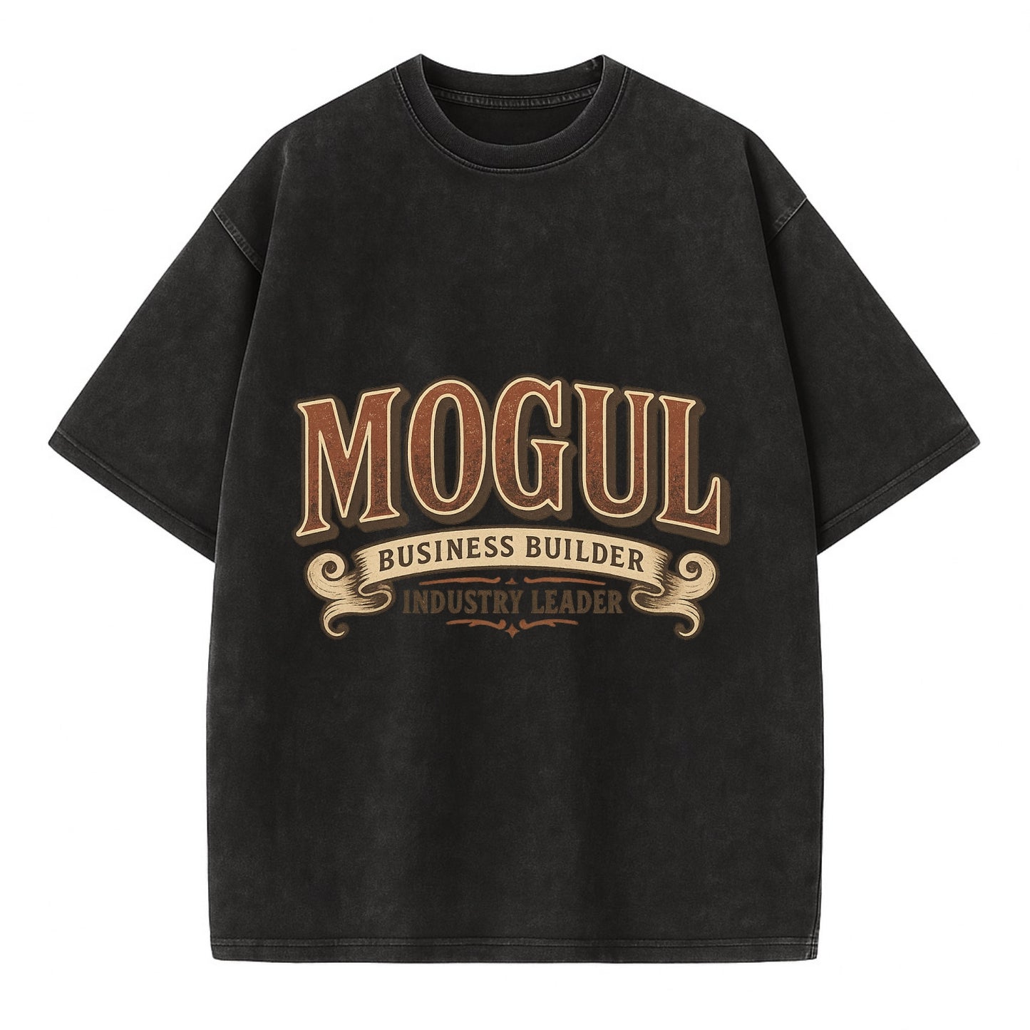 Bold typography design - "MOGUL" - business builder, industry leader - Vintage T-shirt - Black