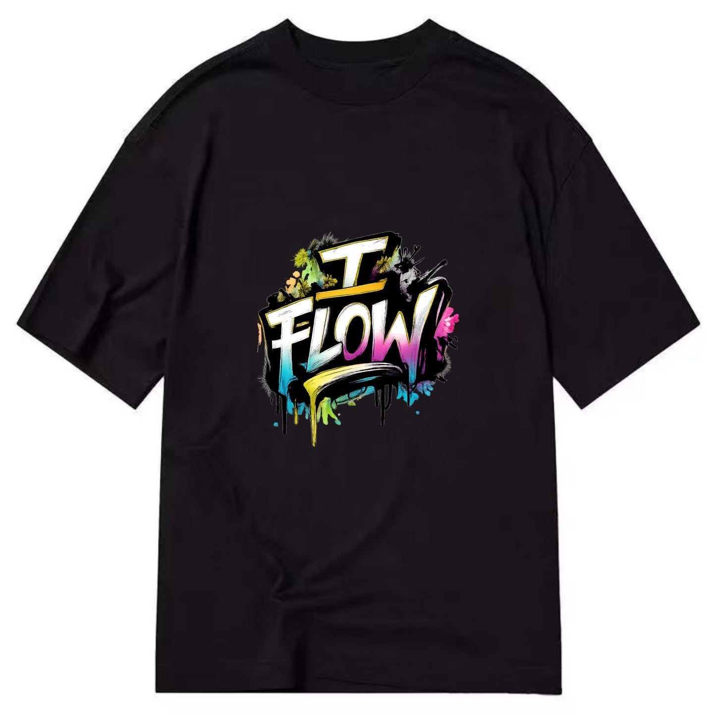 Bold typography design - "I FLOW" - going with life, easy movement - Classic T-shirt - Black